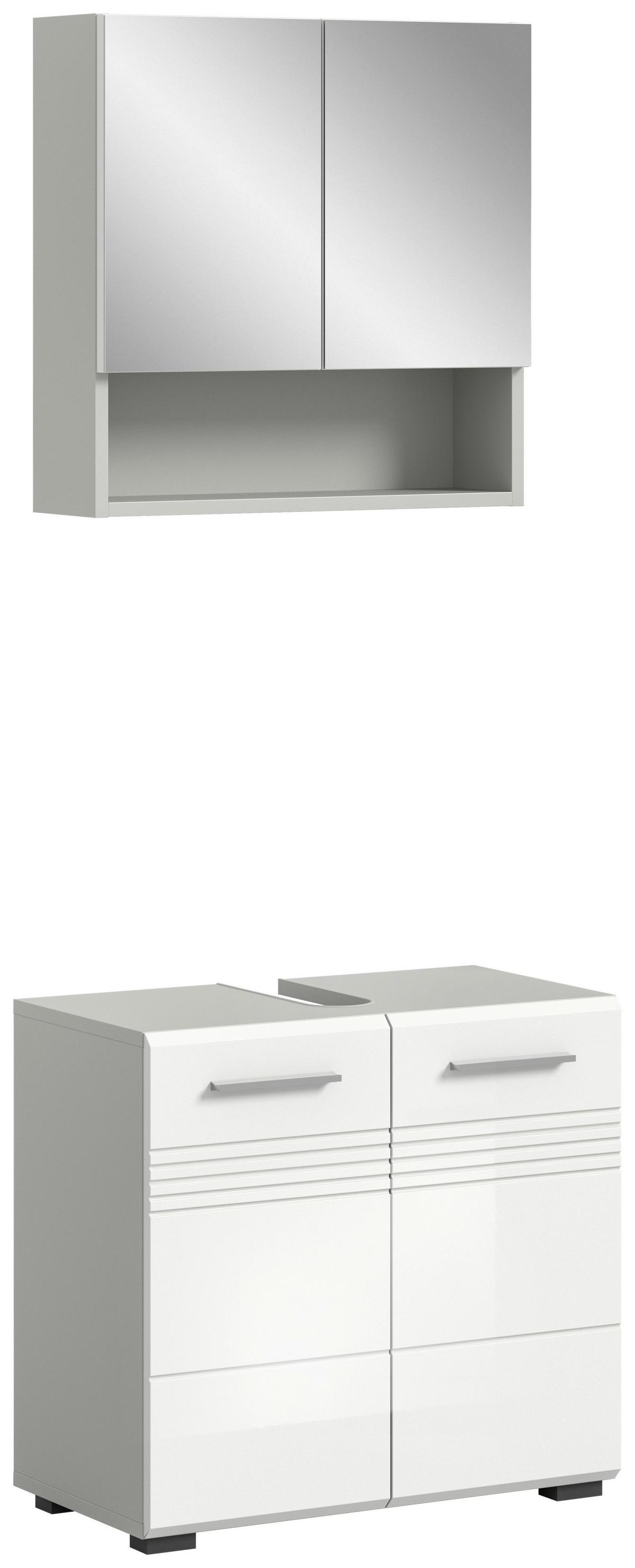 Badezimmer Copa Grau Weiß Hg B: 60 Cm - Weiß Hochglanz/Schwarz, MODERN, Holzwerkstoff (60cm) - MID.YOU
