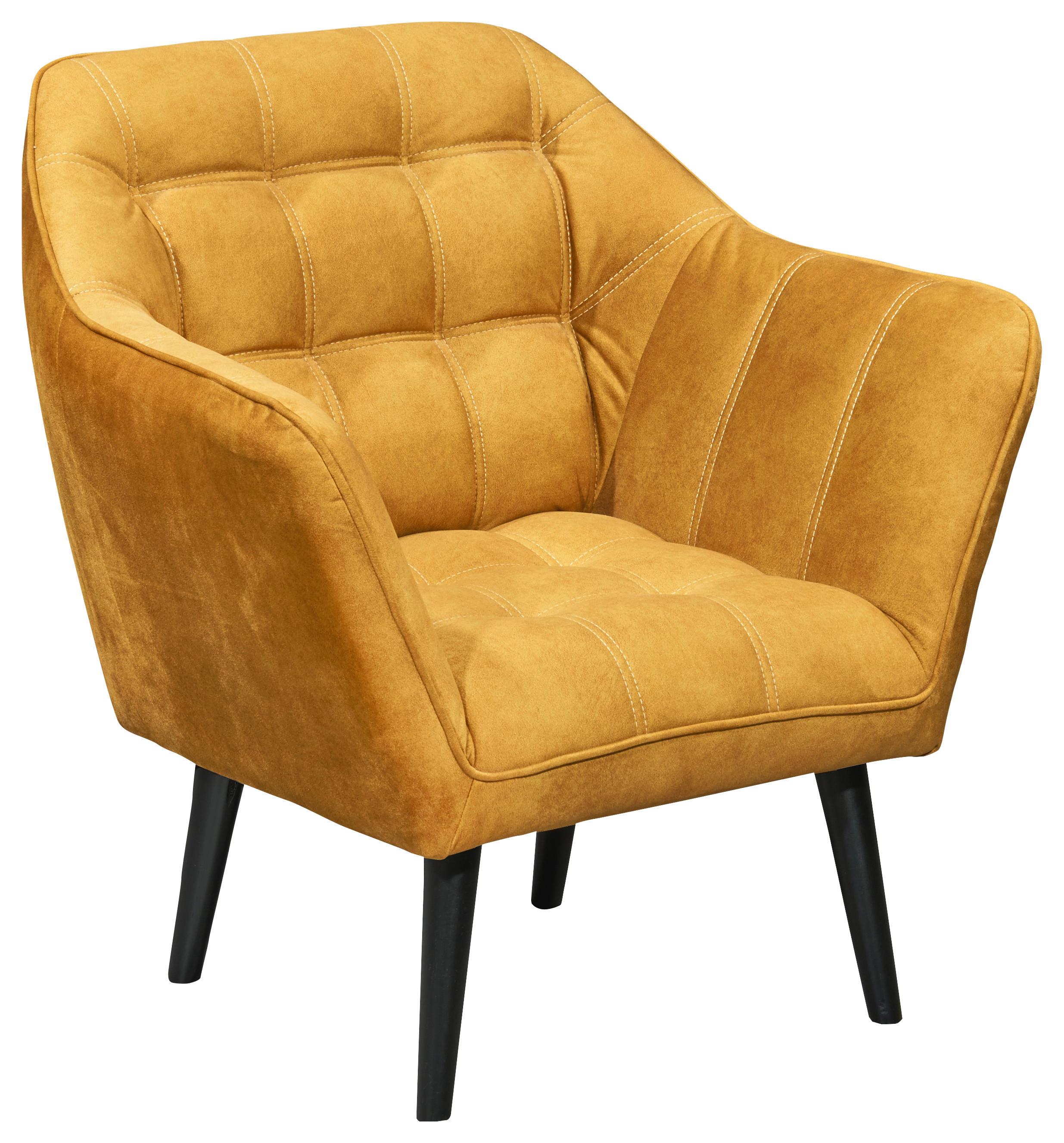 Cocktailsessel Max Gelb B: 84 cm - Gelb/Schwarz, MODERN, Holzwerkstoff/Textil (84/87/70cm) - MID.YOU