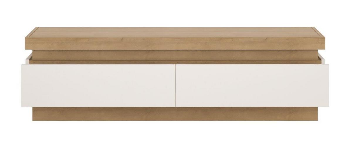 TV-Element Lyon Hell Weiß/Eichefarben B: 146 cm - Weiß Hochglanz/Eichefarben, Trend, Holzwerkstoff (146/42/42cm)