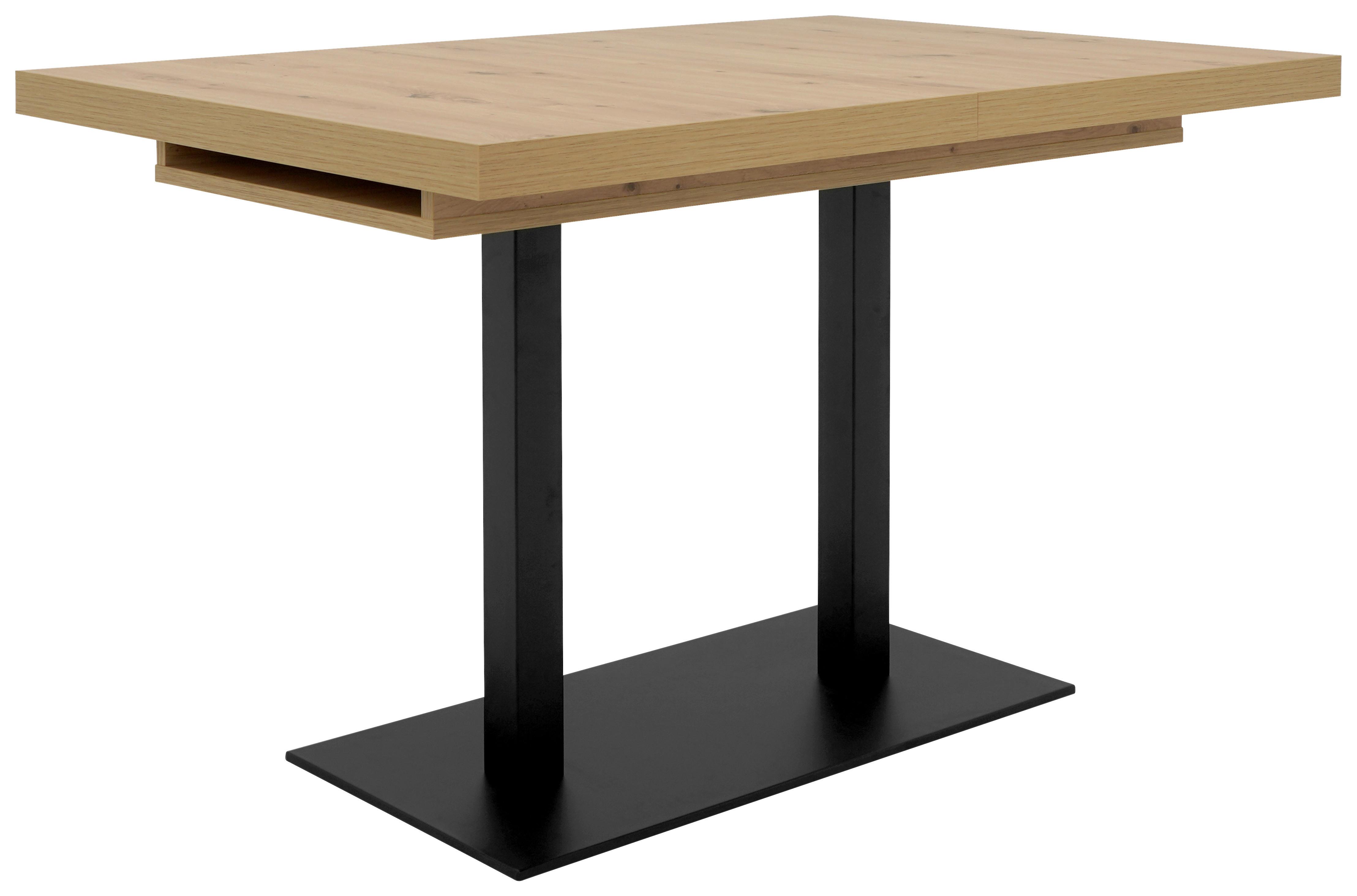 Esstisch ausziehbar Quadrato LxB: 120x80 cm Eiche Dekor - Schwarz/Eiche Artisan, KONVENTIONELL, Holzwerkstoff/Metall (120/80/74cm) - MID.YOU