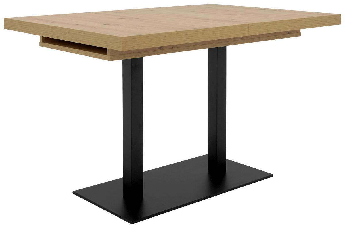 Kihúzható Étkezőasztal Quadrato - fekete/Artisan tölgy, Konventionell, faalapú anyag/fém (120/80/74cm) - MID.YOU