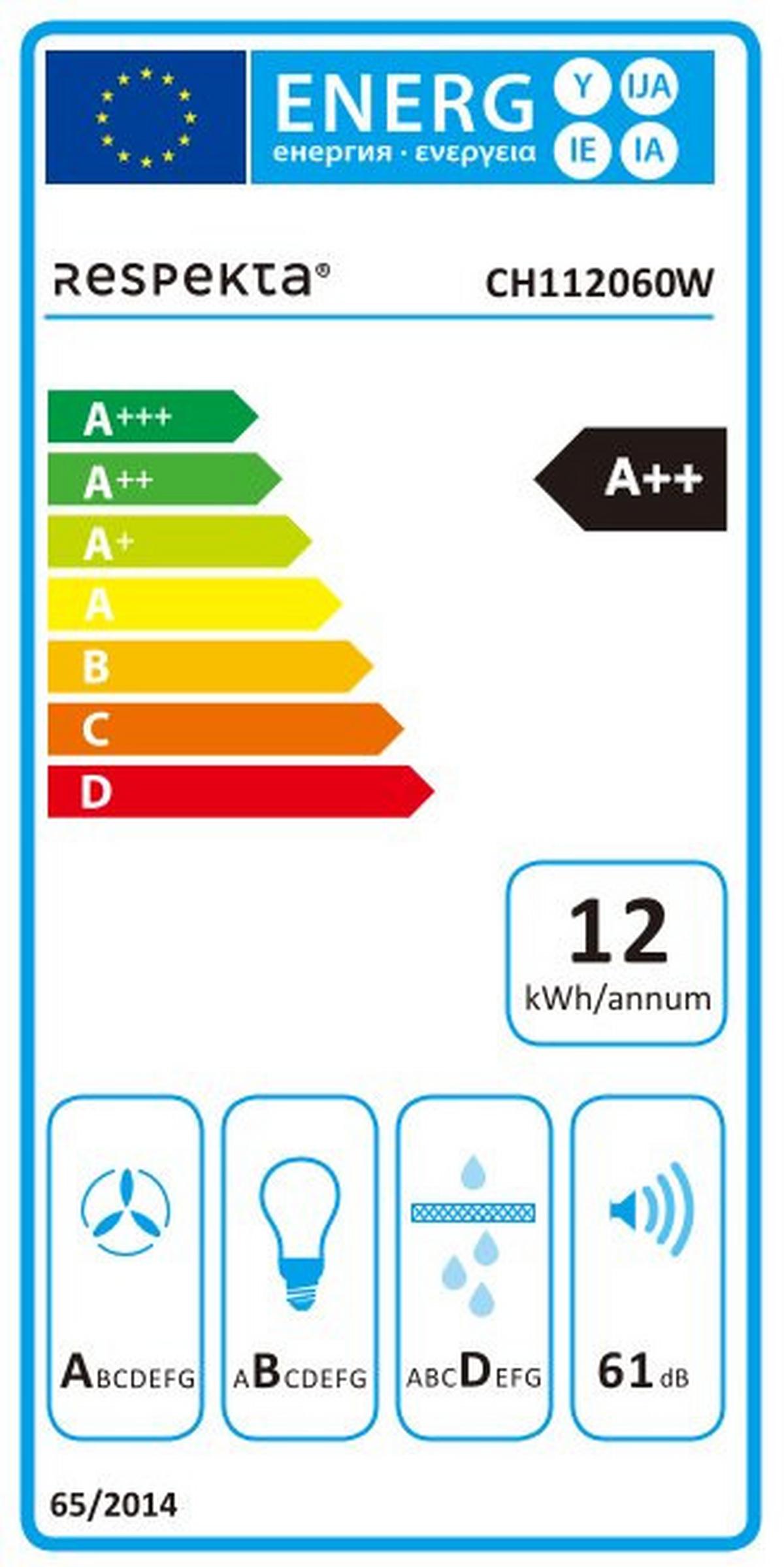 Dunstabzugshaube Respekta Lora Weiß B: 59,5 Cm - Weiß, Basics, Glas/Metall (59,5/75-110/38,5cm) - Respekta