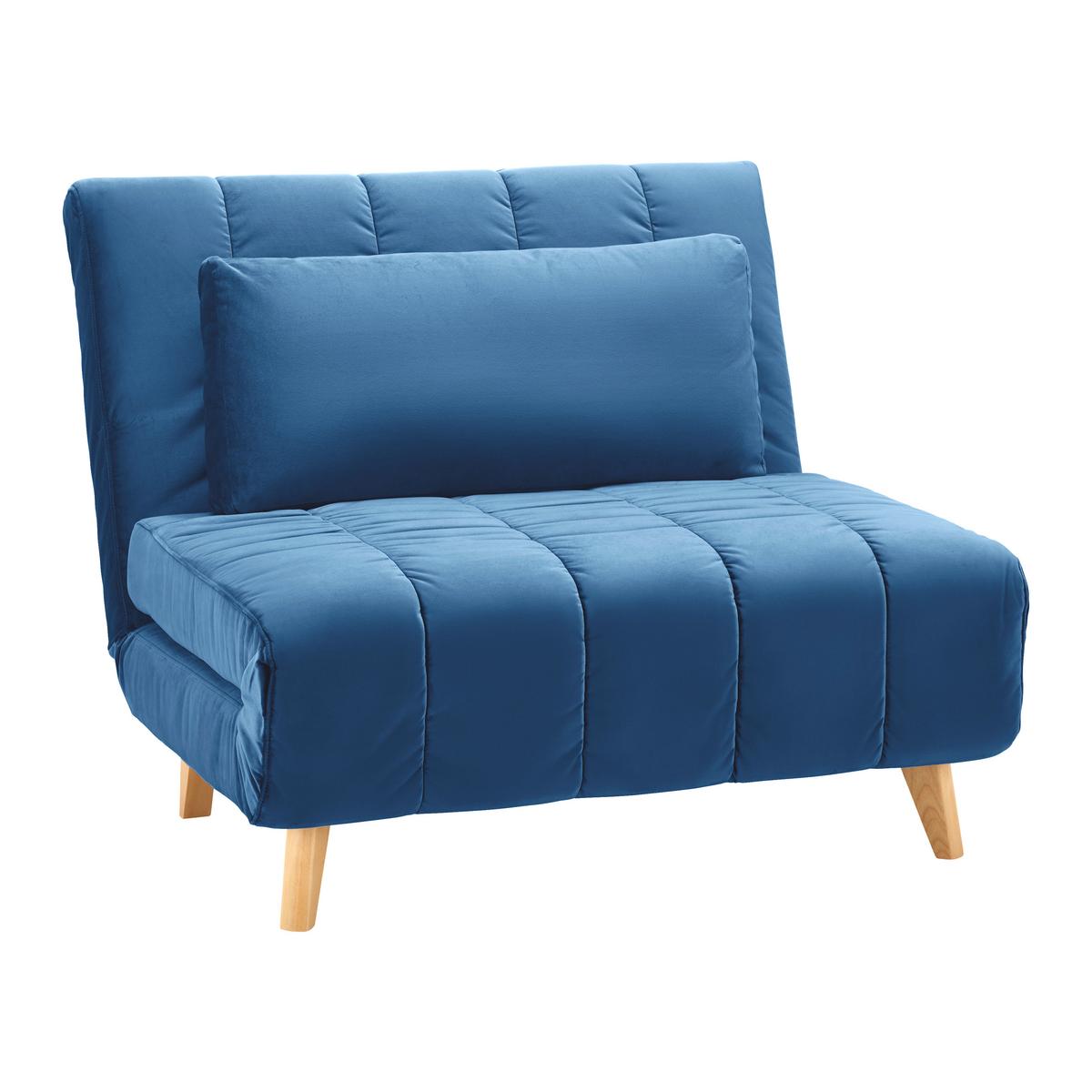 Rozkladacie kreslo Levin - modré - modrá/prírodná farba, Modern, drevo/textil (103/94/82cm) - P & B