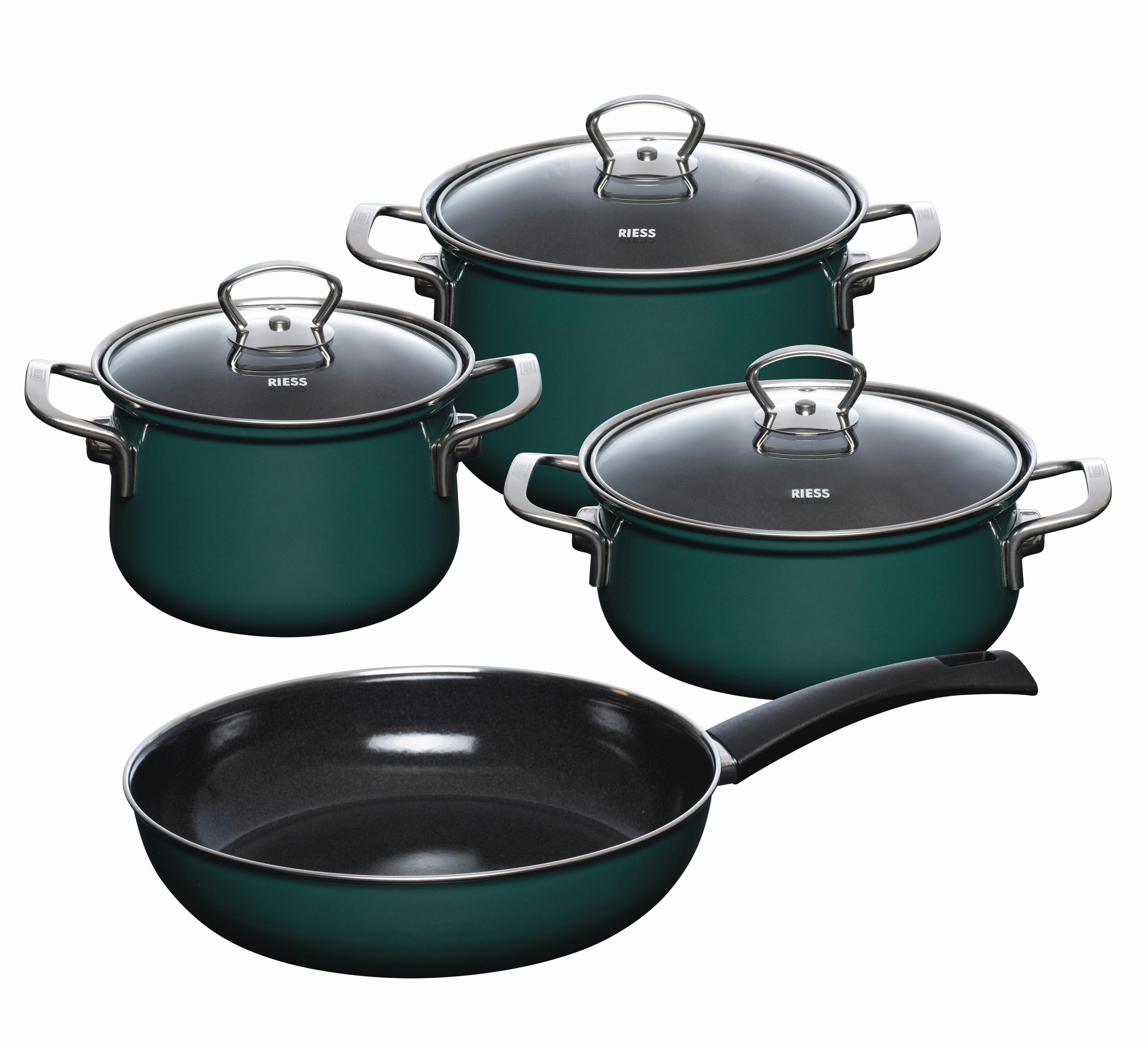 Kochtopfset 4-Teilig Dunkelgrün - Dunkelgrün, Basics, Metall (48.50/28.50/24cm) - Riess