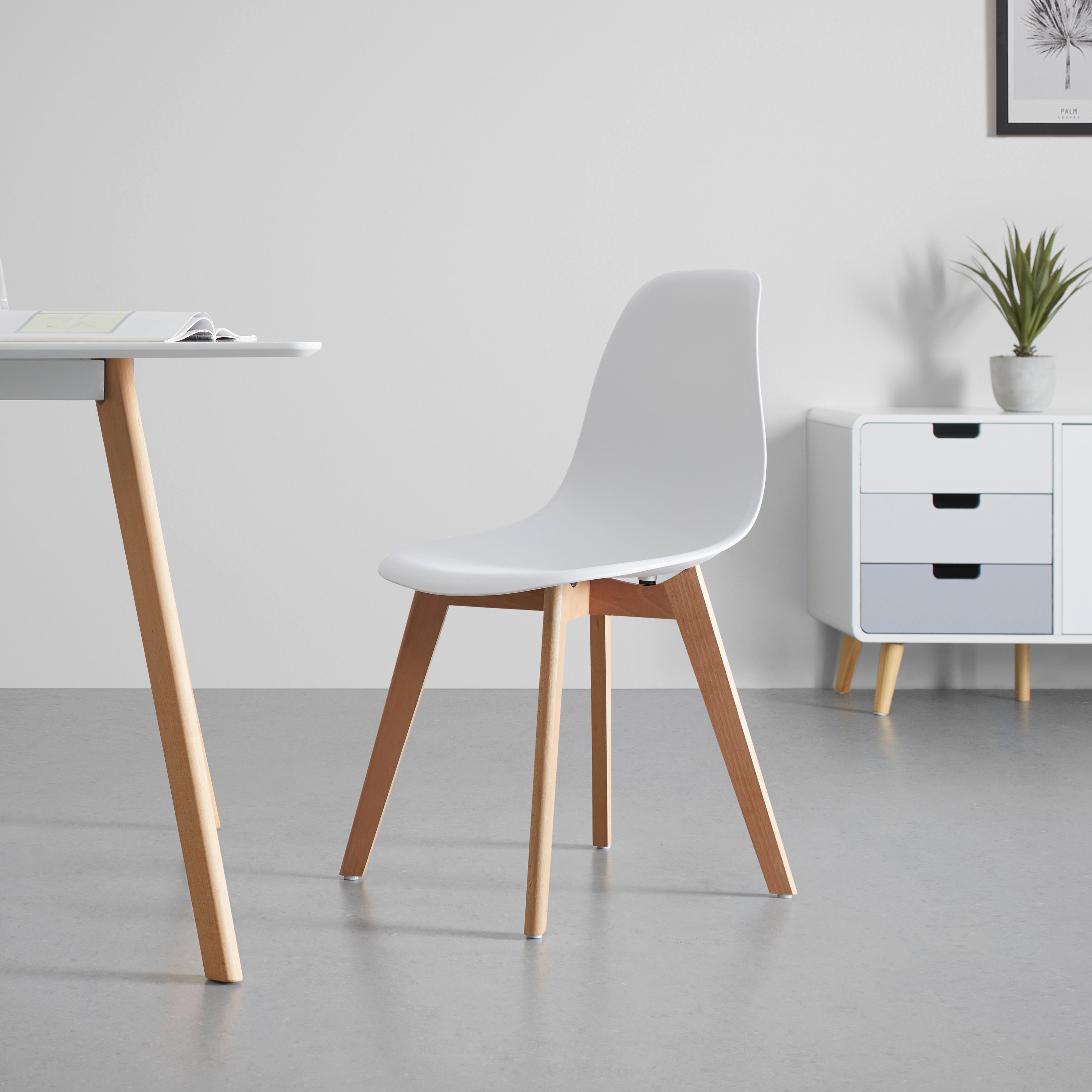 Jídelní židle FRIEDA - bílá/barvy buku, Moderní, dřevo/plast (54/87,5/46cm) - Modern Living