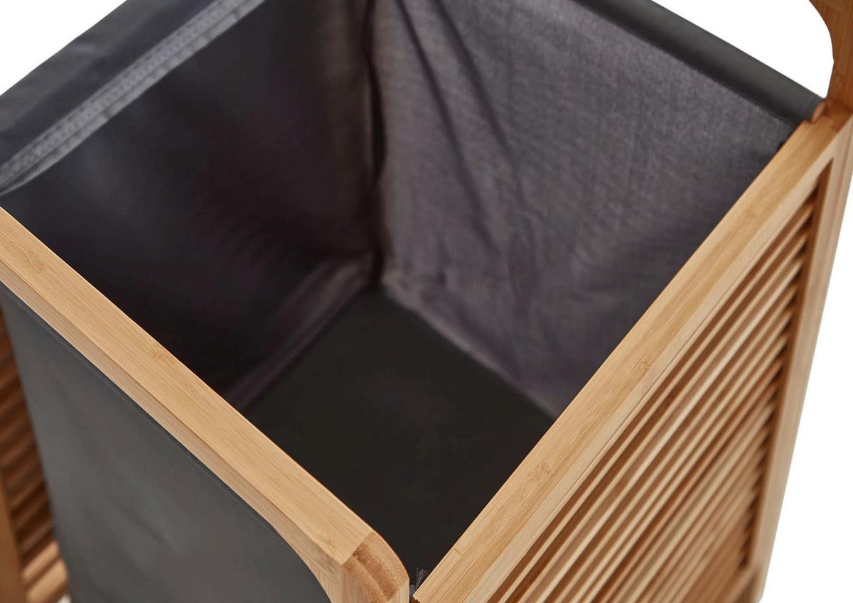Wäschekorb Grau/Eichefarben B: 31,8 cm - Eichefarben/Grau, Design, Holzwerkstoff/Textil (31,8/75,5/60,6cm) - MID.YOU