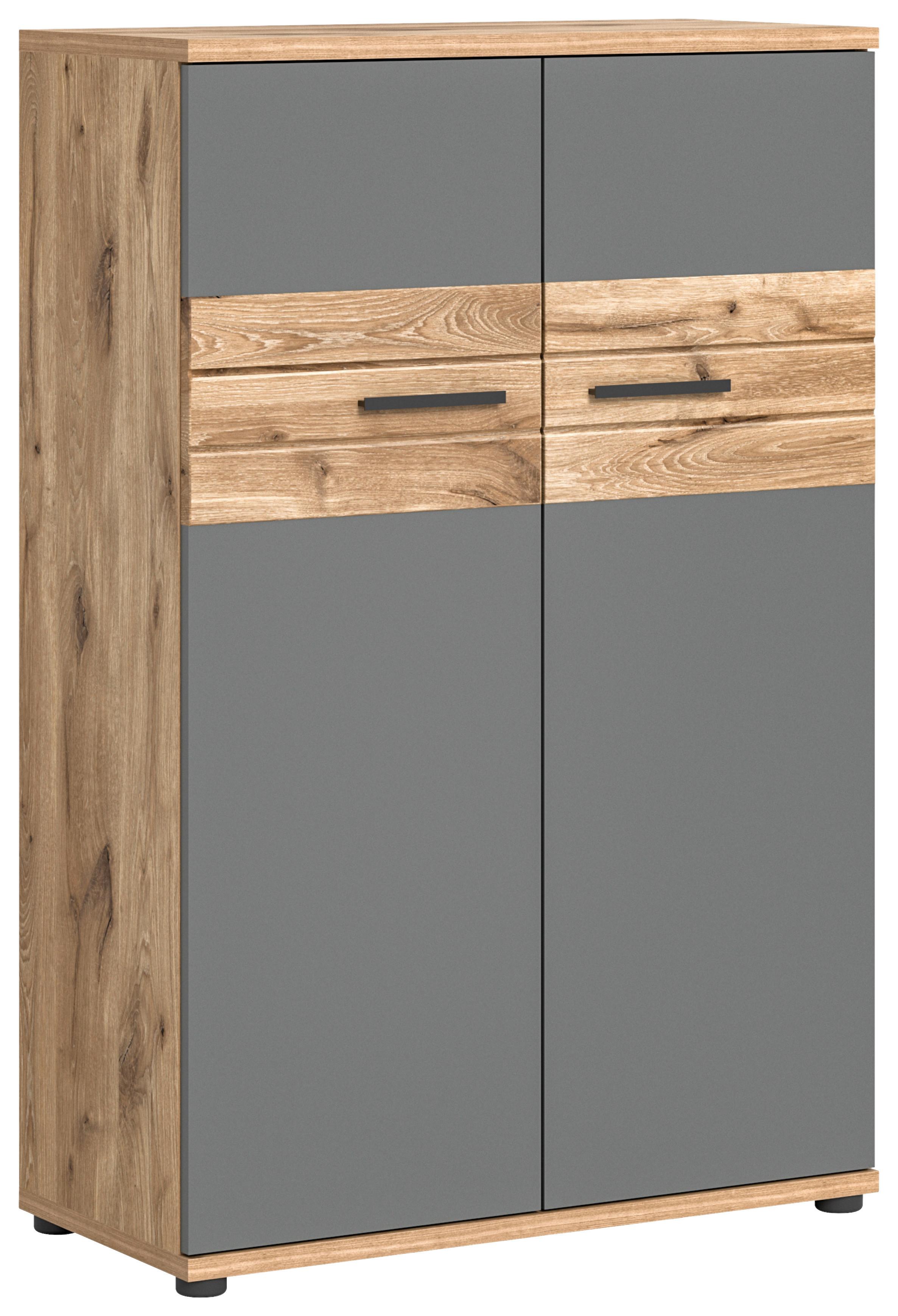 Mason B: 80 cm Nox Oak Mason - Eichefarben/Schwarz, Holzwerkstoff (80/122/37cm) - MID.YOU