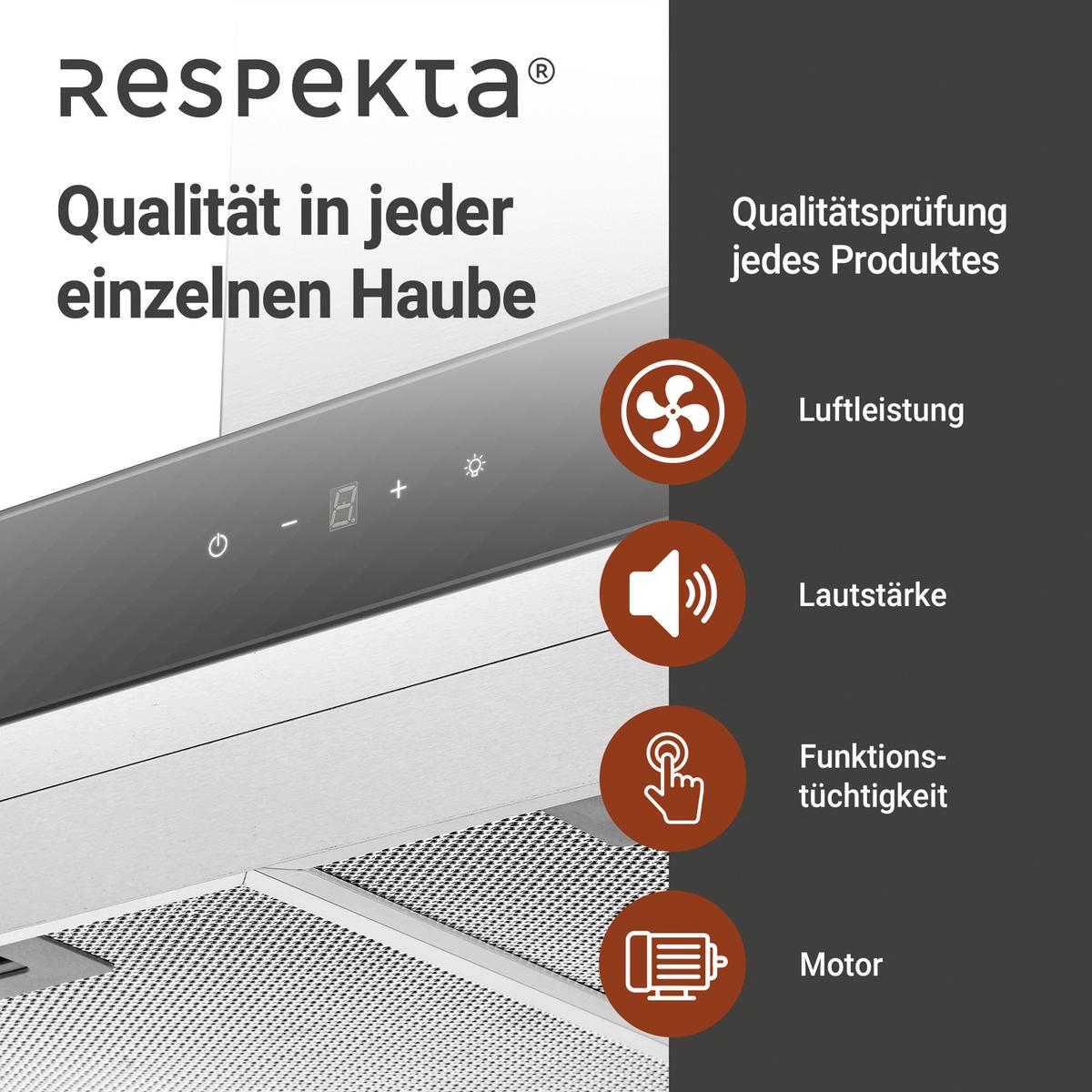 DUNSTABZUGSHAUBE Edelstahlfarben B: 89,5cm - Edelstahlfarben, Trend, Glas/Metall (89,5/65/60cm) - Respekta