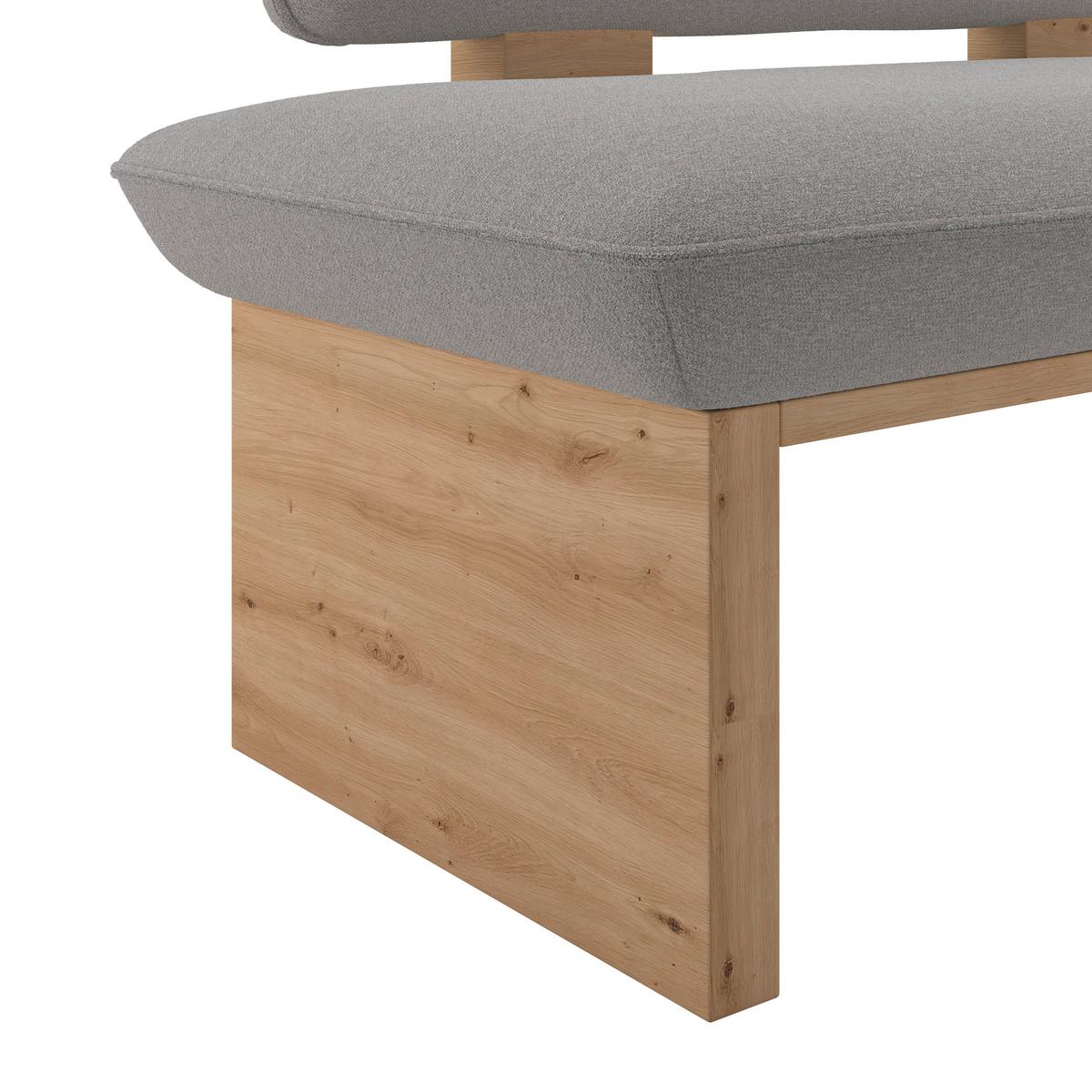 Sitzbank Beluna II Webstoff hellgrau, B: 140cm - Eichefarben/Hellgrau, KONVENTIONELL, Holzwerkstoff/Textil (140/87/67cm) - James Wood