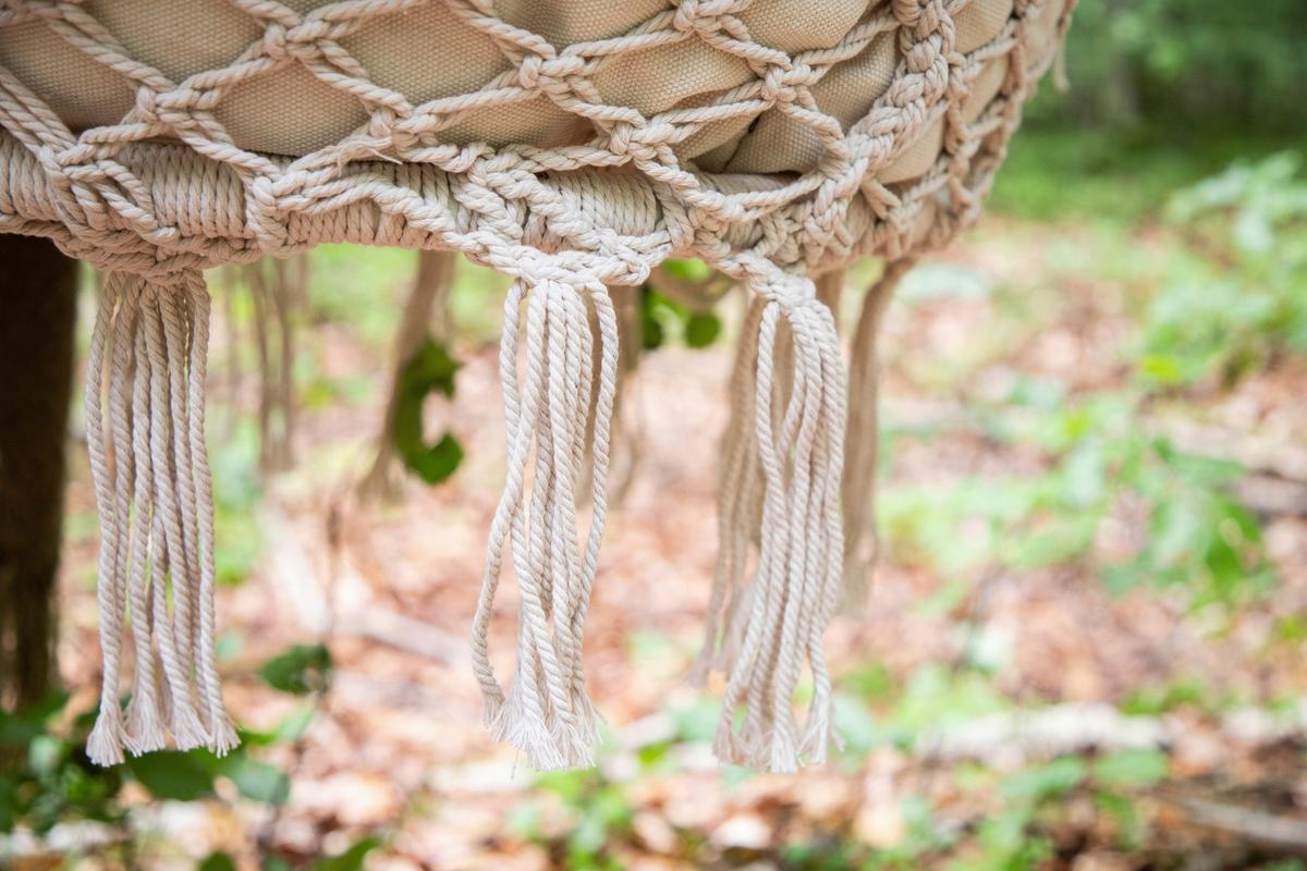 Hängesessel Hamtic mit Sitz- und Rückenkissen - Weiß, KONVENTIONELL (80/90/60cm) - Gardenson