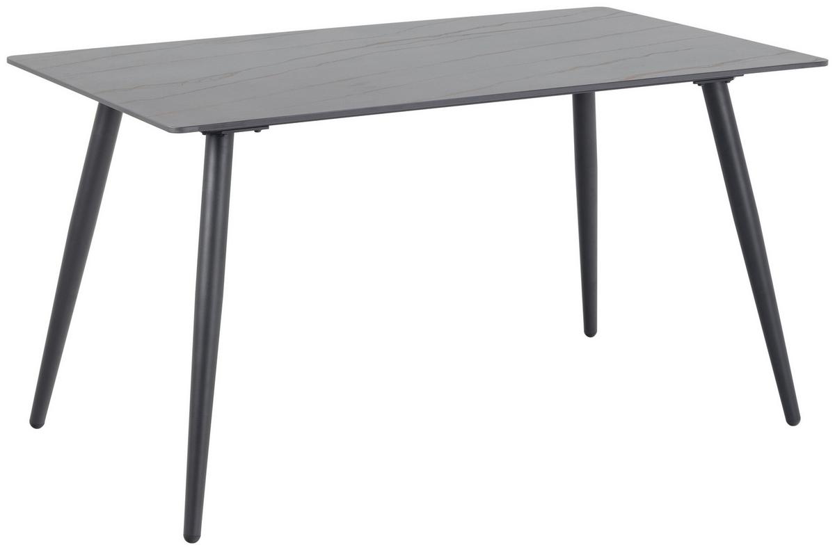 Esstisch Wicklow - Schwarz, MODERN, Keramik/Metall (140/80/75cm) - MID.YOU