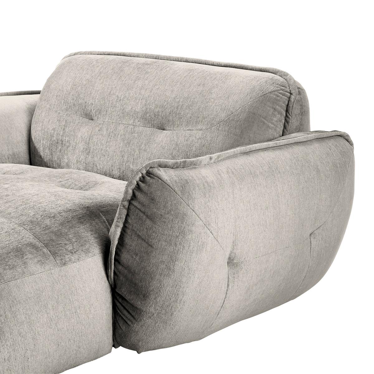 XXL-Sessel Fluffy, Silberfarben B: 182 cm - Silberfarben/Schwarz, MODERN, Textil (182/87/184cm) - Trendmanufaktur