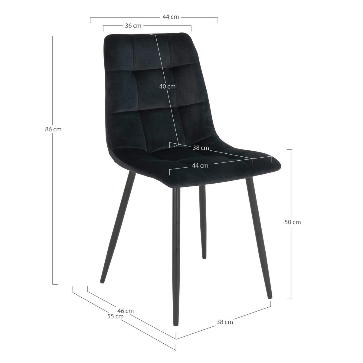 Stuhl-Set Middelfart Schwarz B: 44 cm - Schwarz, MODERN, Textil/Metall (44/86/55cm) - MID.YOU