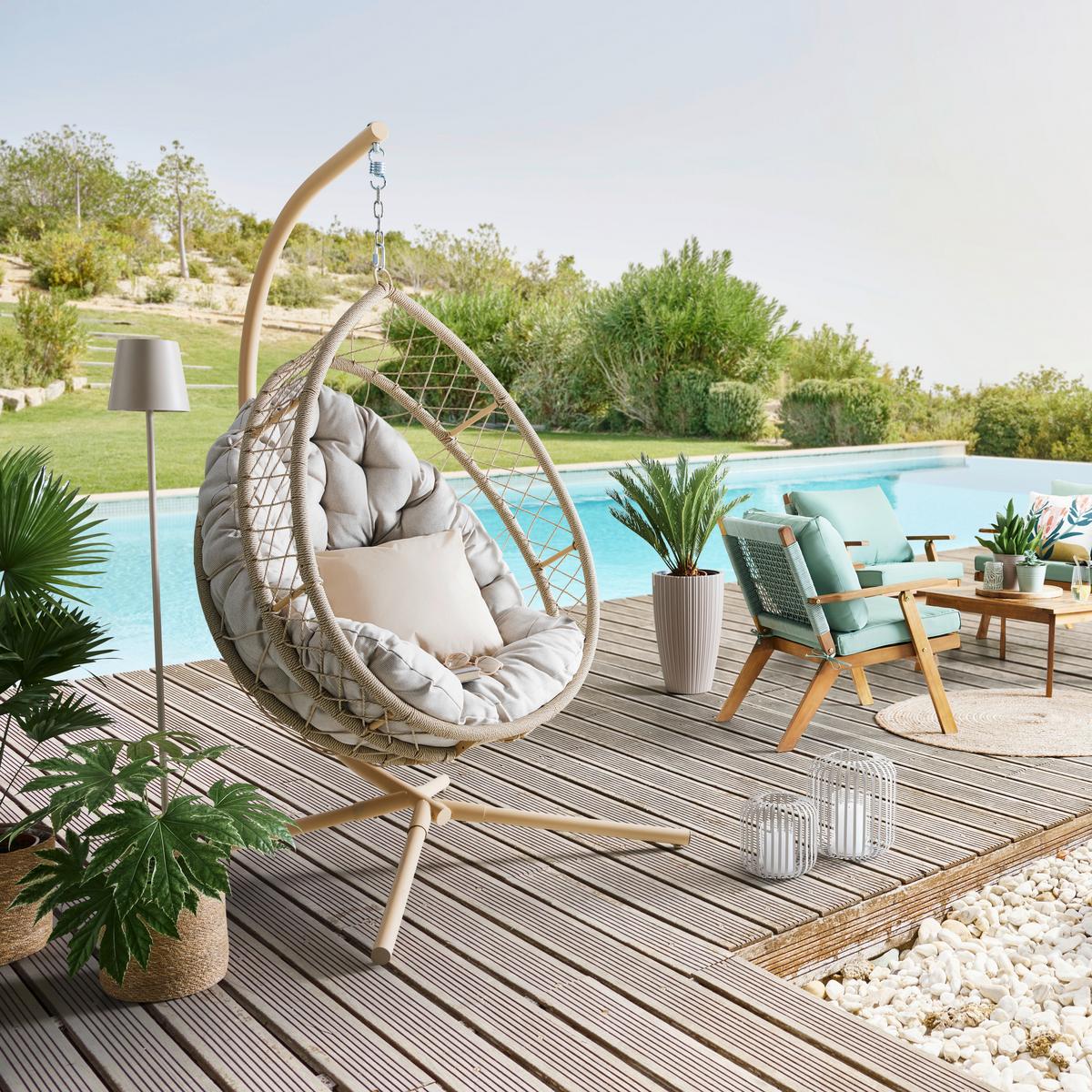 ZÁVĚSNÉ KŘESLO LIME - světle žlutá/béžová, Moderní, kov/textil (99/191/120cm) - Mömax