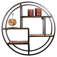 Wandregal Suno - Walnussfarben/Schwarz, KONVENTIONELL, Holz/Metall (76/76/20cm) - MID.YOU