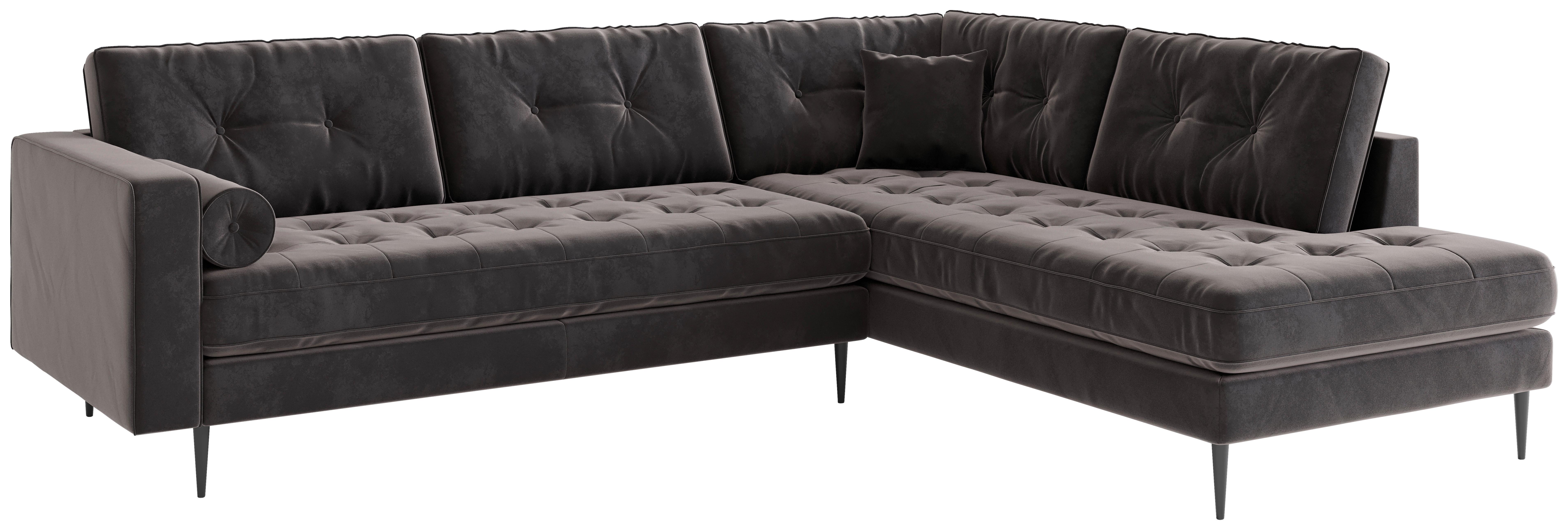 Ecksofa Scott - Edelstahlfarben/Anthrazit, Design, Textil (205/259cm) - Livetastic