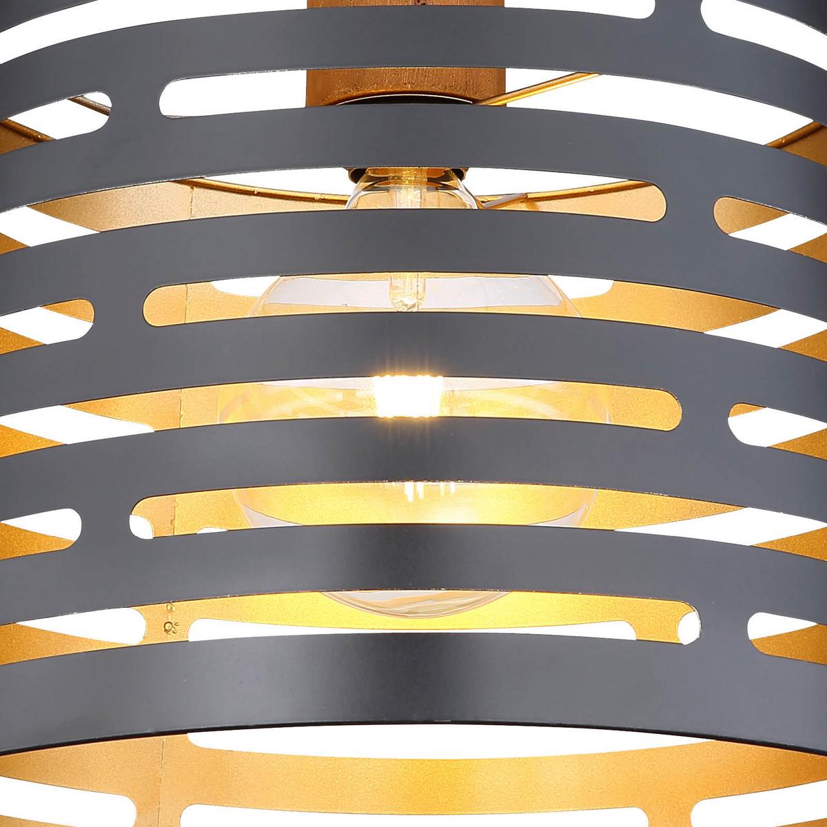 Hängeleuchte Ablona H: 120 Cm 1-Flammig, Holz/metall - Goldfarben/Schwarz, Natur, Holz/Metall (35/120cm) - Globo