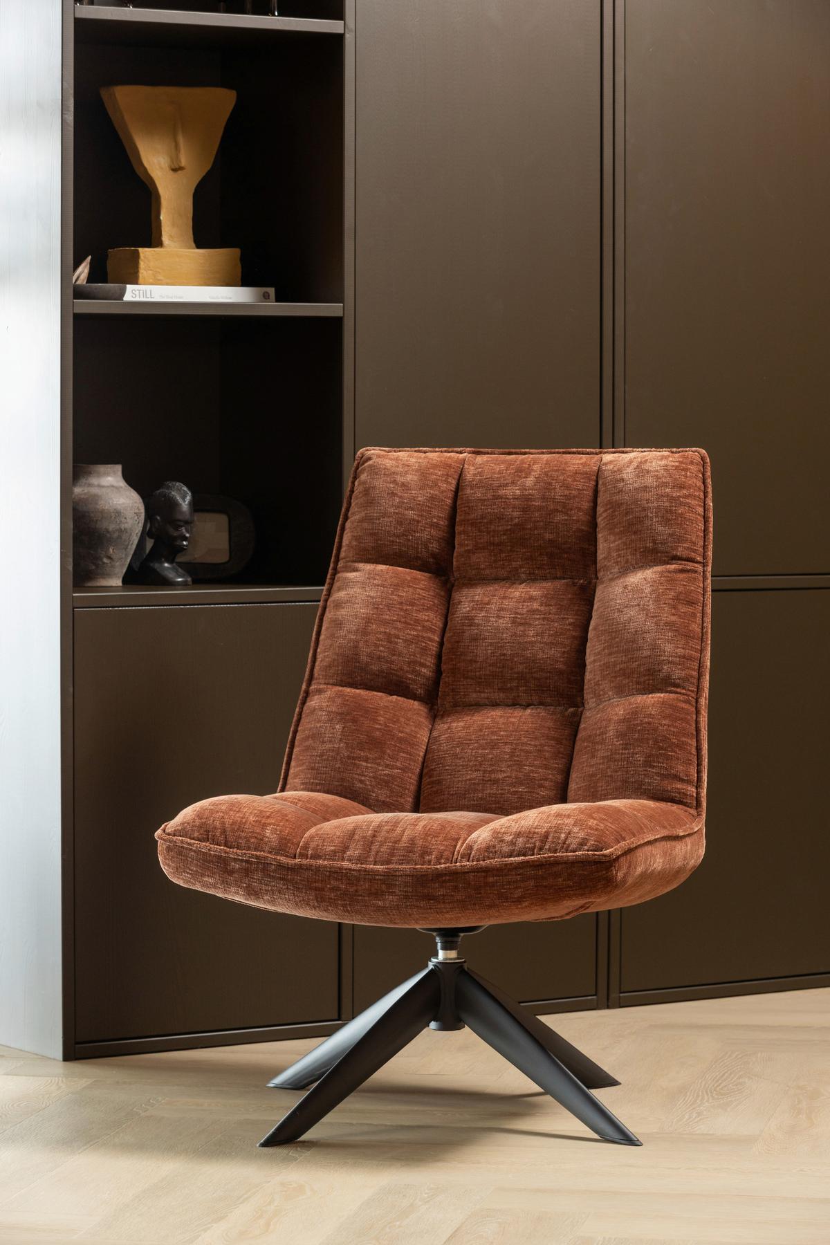 SESSEL Jouke Rostfarben B: 70cm - Rostfarben/Schwarz, MODERN, Textil/Metall (70/97/85cm) - Livetastic