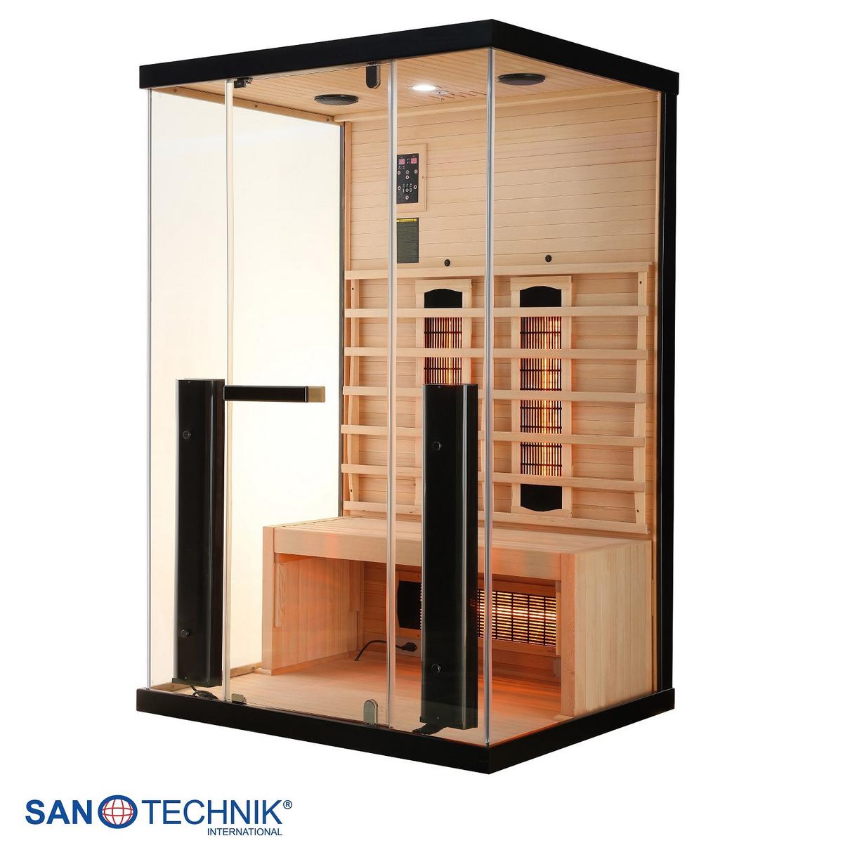 Infrarotkabine, für 2 Personen 5 Vollspektrumstrahler - Basics, Holz (125/190/100cm) - Sanotechnik