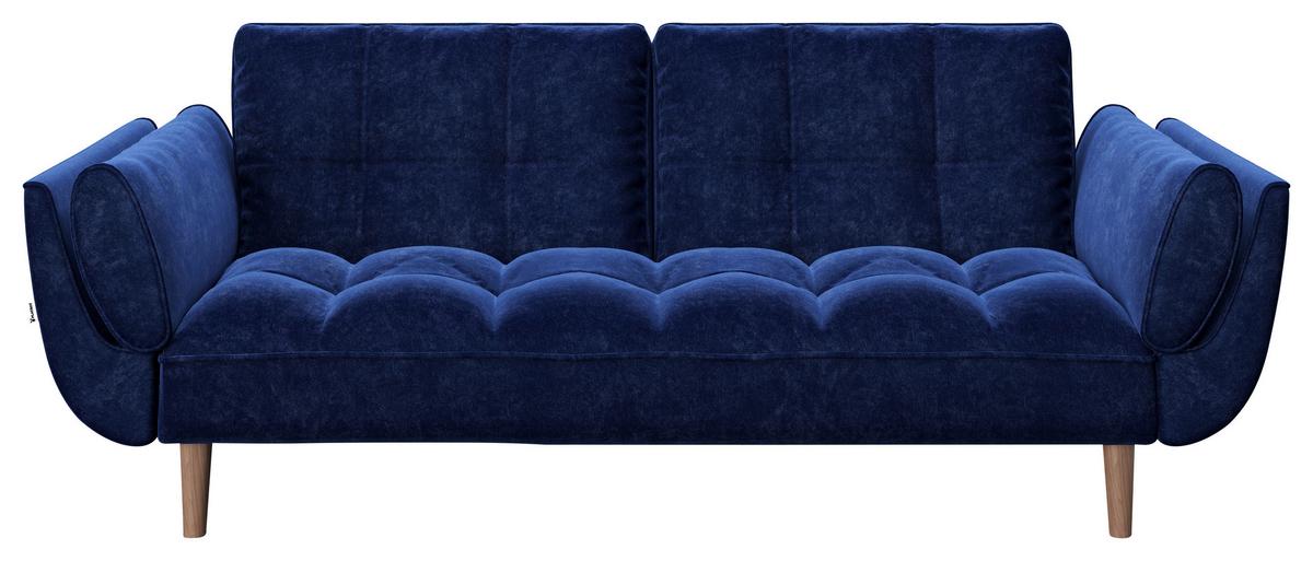 2-sitzer-sofa Scarlett Mit Schlaffunktion Blau Samt - Blau/Braun, KONVENTIONELL, Textil (215/81,5/84,5cm) - Playboy