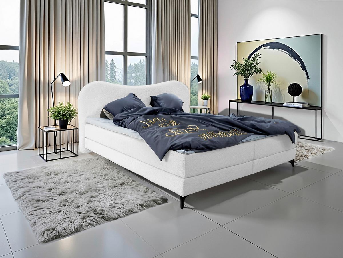 Polsterbett Pienza Perlmutt Lf: 180x200 cm - Perlmutt/Schwarz, MODERN, Textil (180/200cm) - Livetastic