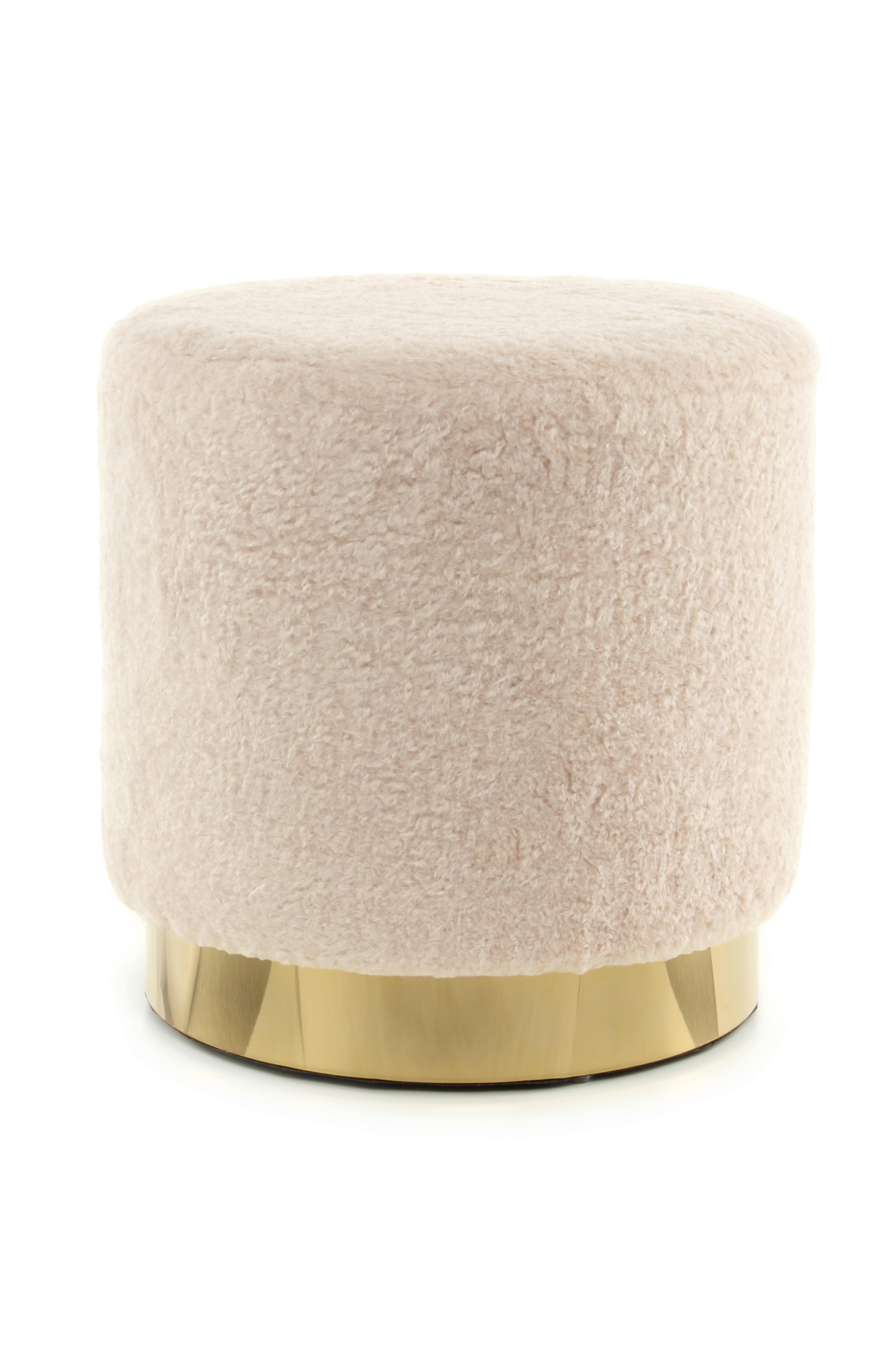 Pouf Plüsch Goldfarben/Beige D/H: ca. 35x35 cm