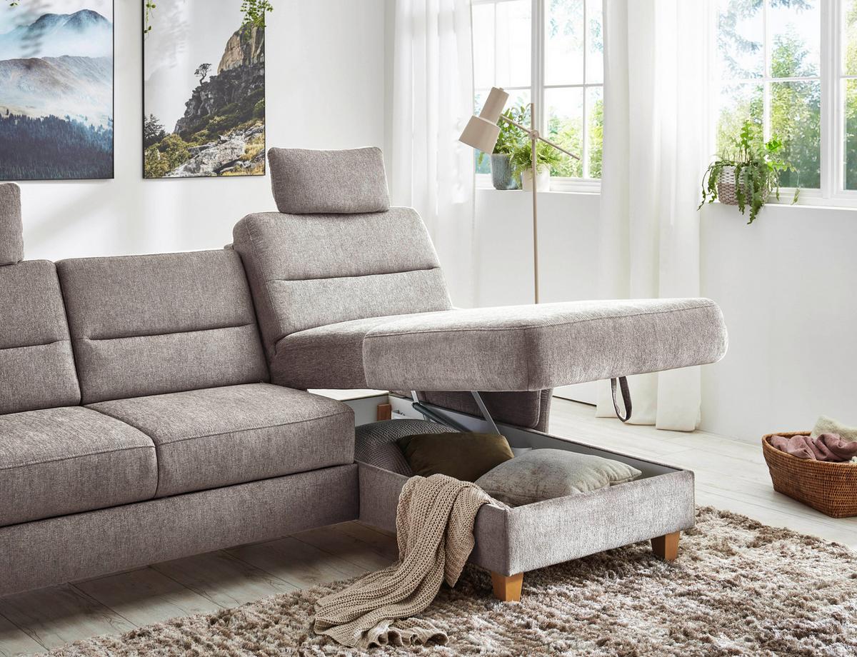 Ecksofa Westerland graubraun Schlaffunktion, 252x162 cm - Eichefarben/Graubraun, KONVENTIONELL, Textil (252/162cm) - Sit & More