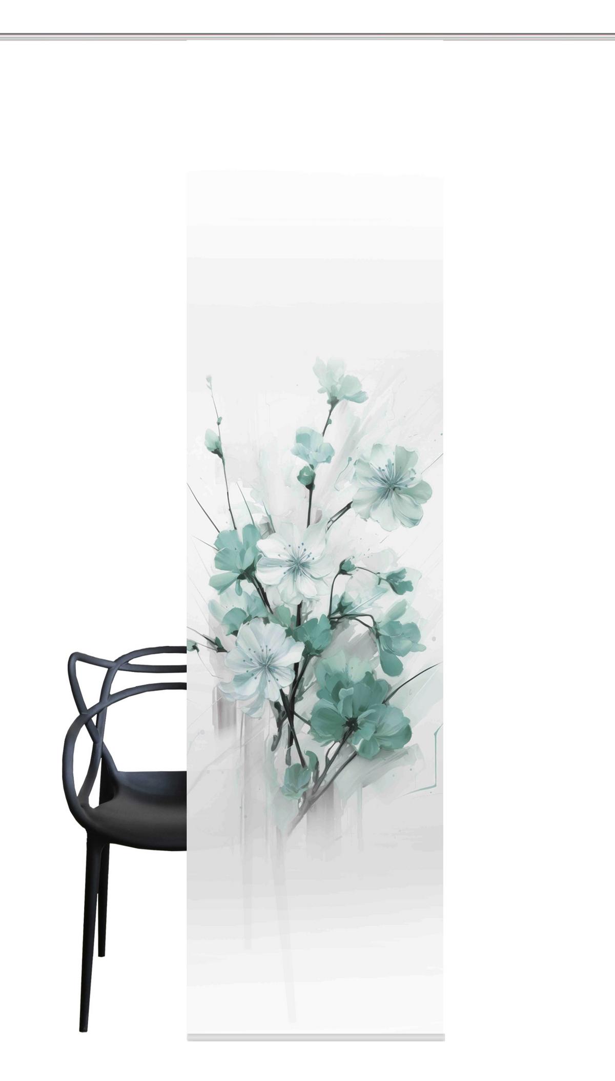 Flächenvorhang Lotus - Salbeigrün/Weiß, Natur, Textil (60/245cm)