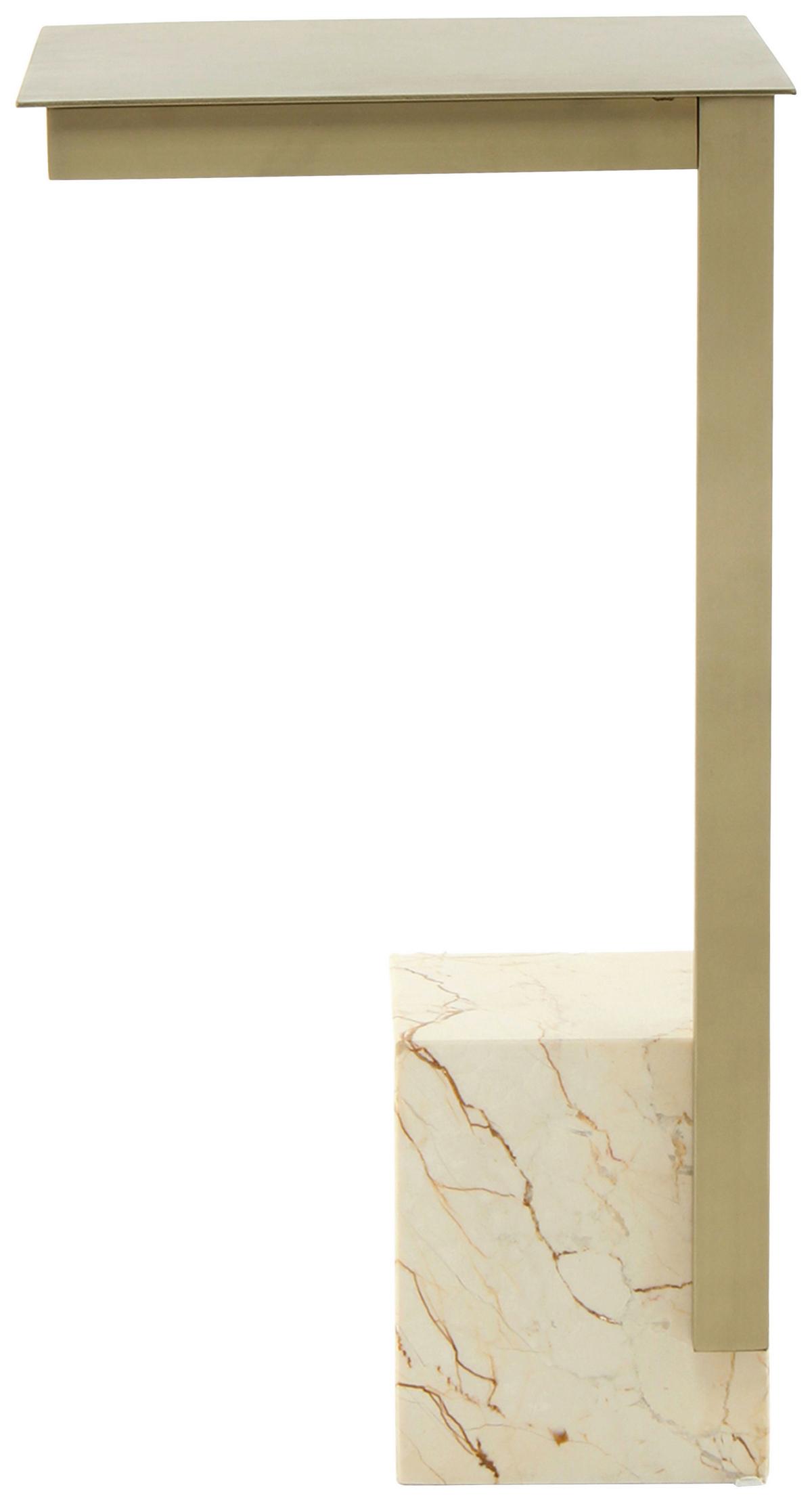 Beistelltisch Rocio 200 Weiss / Multi - Design, Glas/Stein (30/30/56cm) - Kayoom