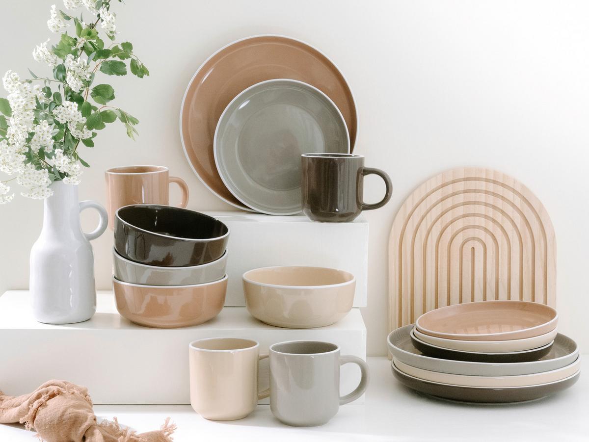 Kombiservice 16-Tlg. Keramik, Beige,hellbraun - Hellbraun/Beige, Basics, Keramik - Creatable