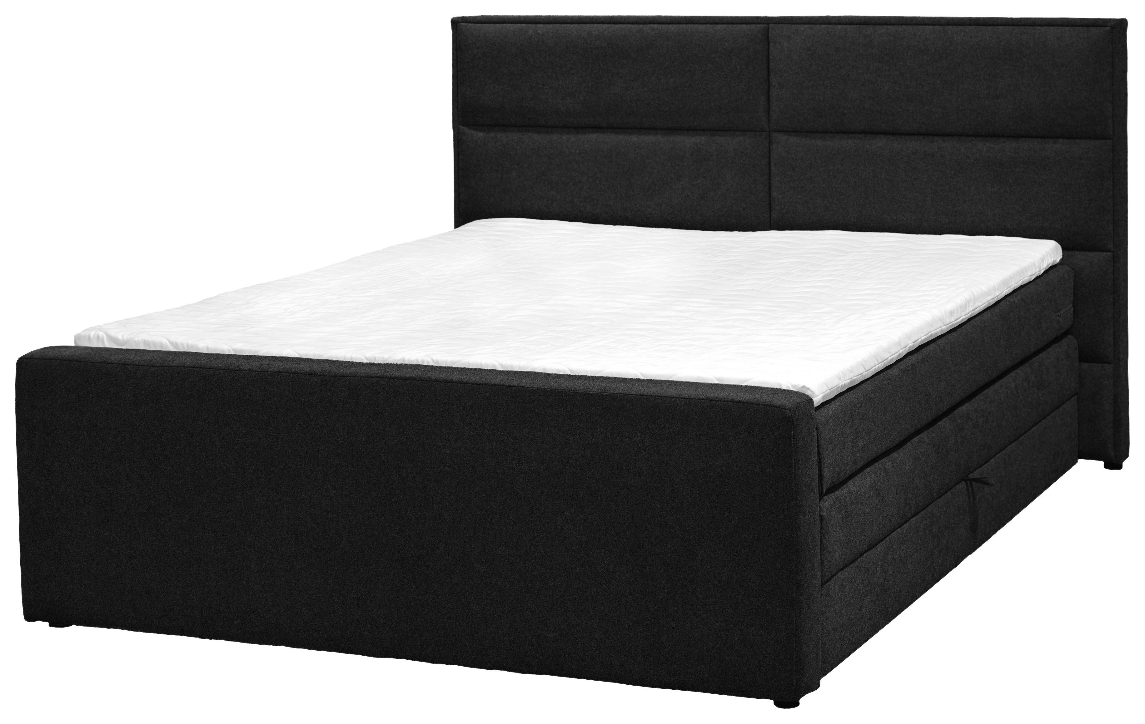 Boxspringbett mit Topper+ Stauraum 180x200cm Beletto - Schwarz, Basics, Textil (180/200cm) - Livetastic