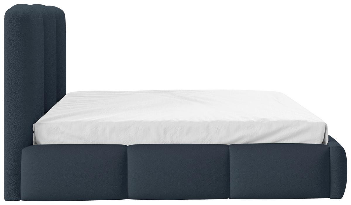 Polsterbett Bero Boucle Blau, Lf: 200x200 Cm - Blau/Buchefarben, Trend, Holz/Textil (200/200cm)