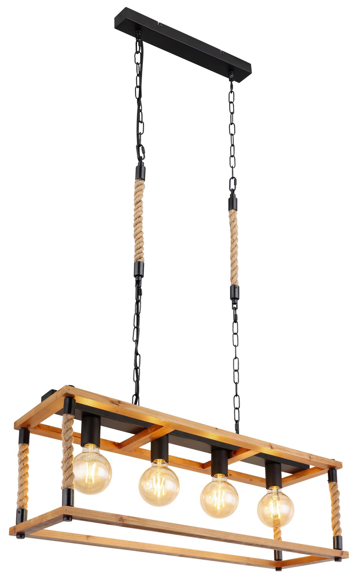 Hängeleuchte 15691-4h - Schwarz/Braun, Natur, Naturmaterialien/Holz (80/25/120cm) - Globo