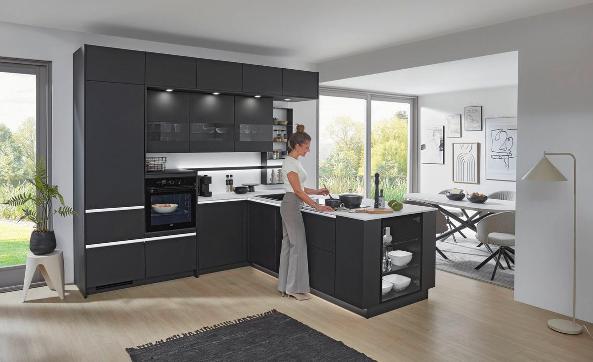 Eckküche Eastbourne - Schieferfarben/Graphitfarben, MODERN, Holzwerkstoff (303,2/264,5cm) - Vertico