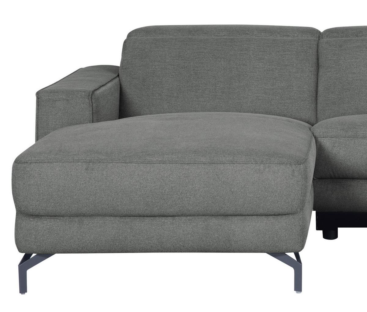 Ecksofa Michelle Grau S: 108x278 cm - Schwarz/Grau, Design, Textil (176/278cm) - Livetastic