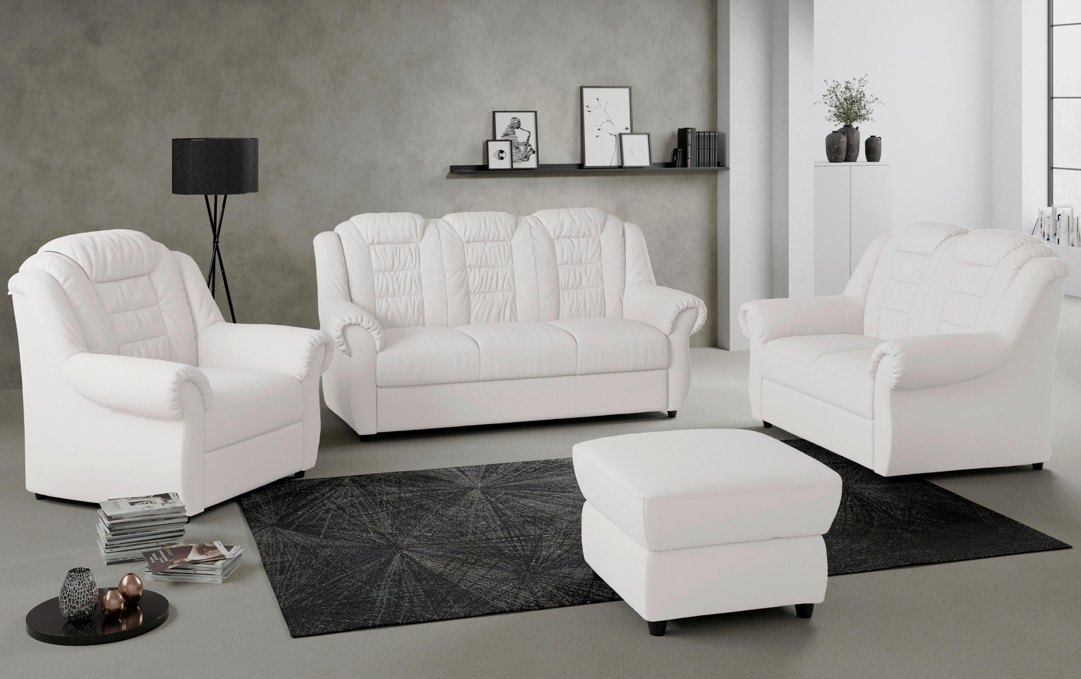 2-sitzer-sofa Boston Weiß Lederlook - Schwarz/Weiß, KONVENTIONELL, Textil (145/102/101cm) - Livetastic