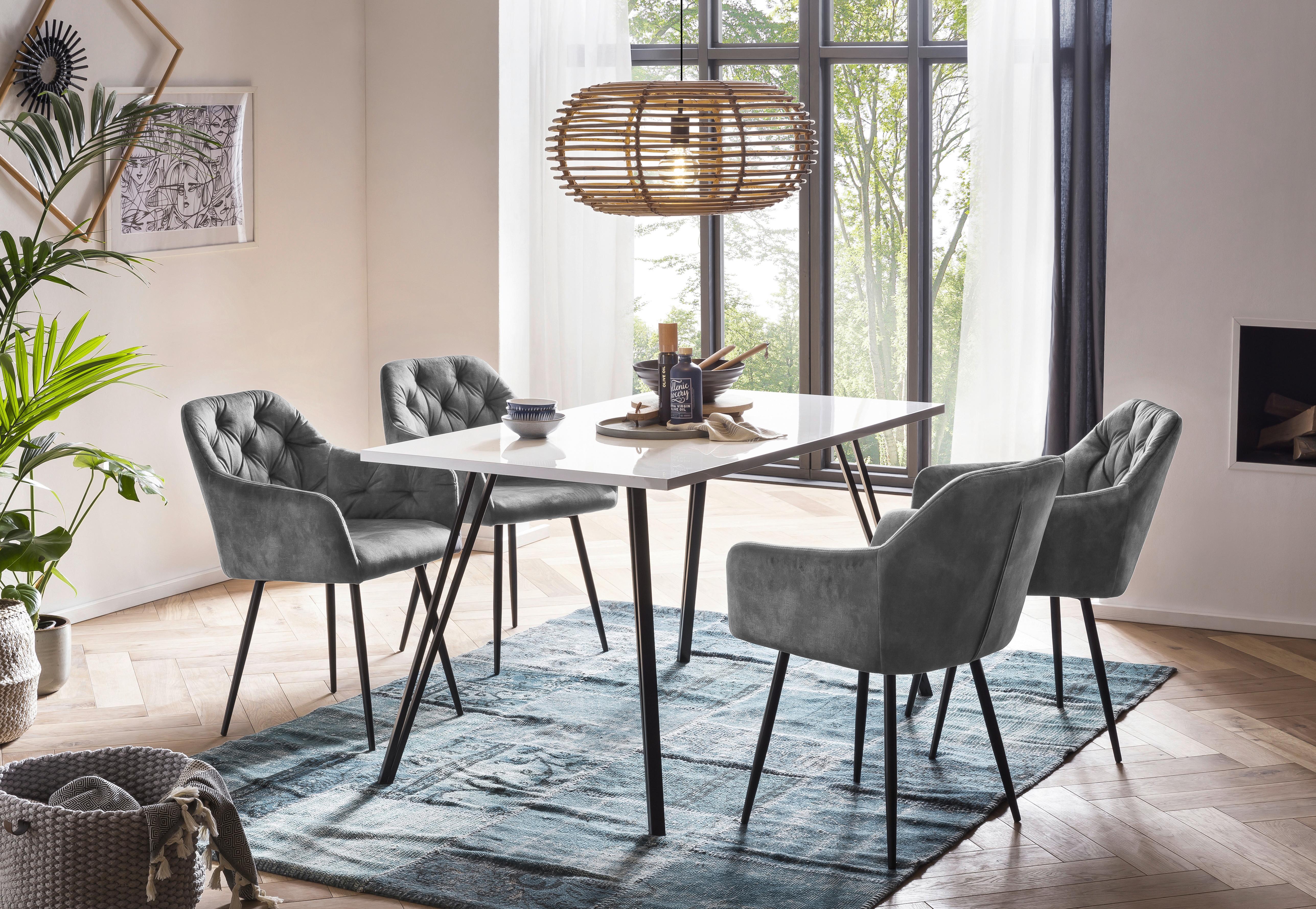 Armlehnstuhl-Set Tina I S Grau - Schwarz/Grau, MODERN, Textil/Metall (56/81/62cm) - MID.YOU