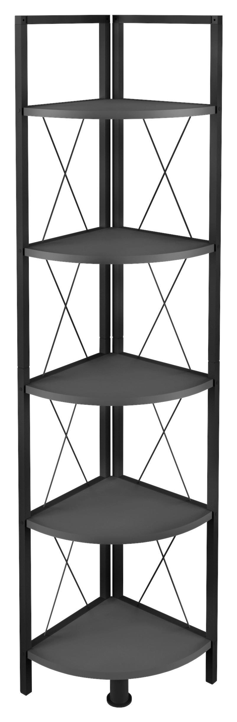 ROHOVÝ REGÁL INSASI 5 ECKREGAL - čierna/antracitová, Design, kov/kompozitné drevo (34/160/34cm) - MID.YOU