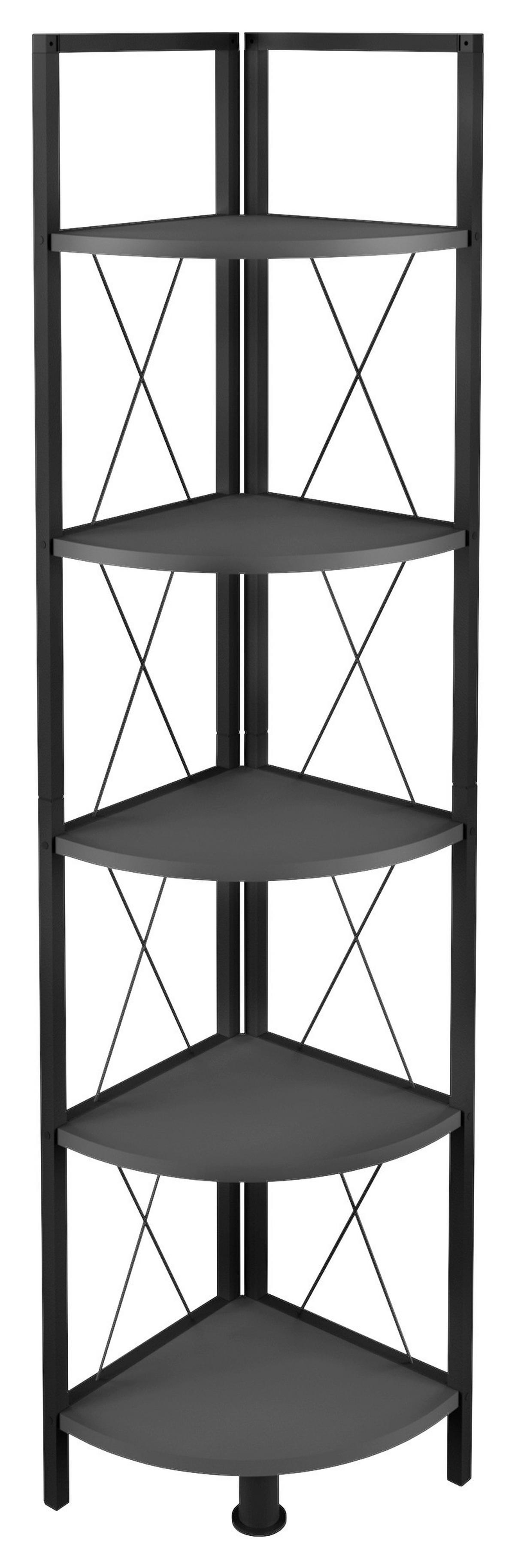 Eckregal Insasi Schwarz Anthrazit - Anthrazit/Schwarz, Design, Holzwerkstoff/Metall (34/160/34cm) - MID.YOU