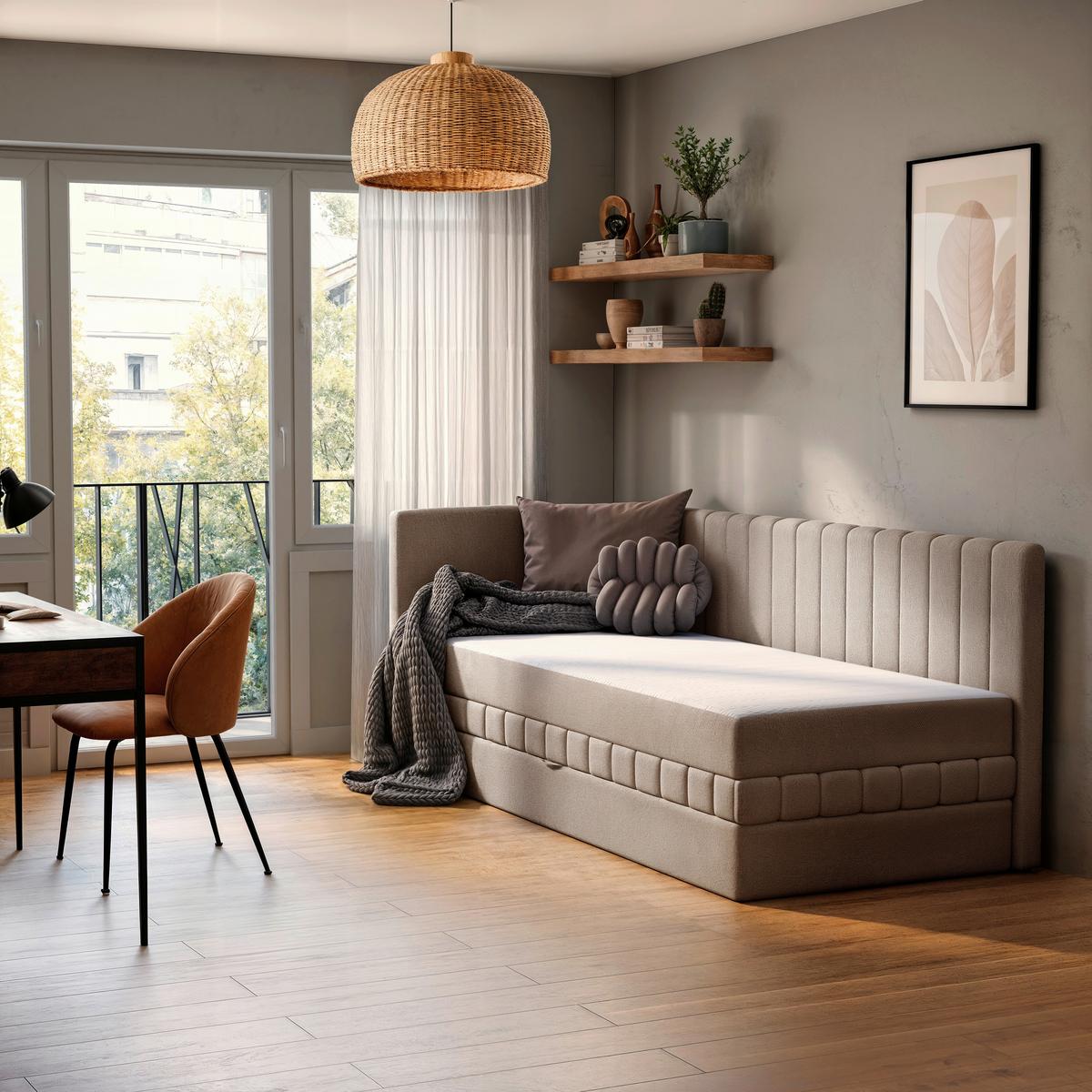 Schlafsofa Roma, Hellbraun B: 212 Cm - Hellbraun/Schwarz, Design, Textil (99/83/212cm) - MID.YOU