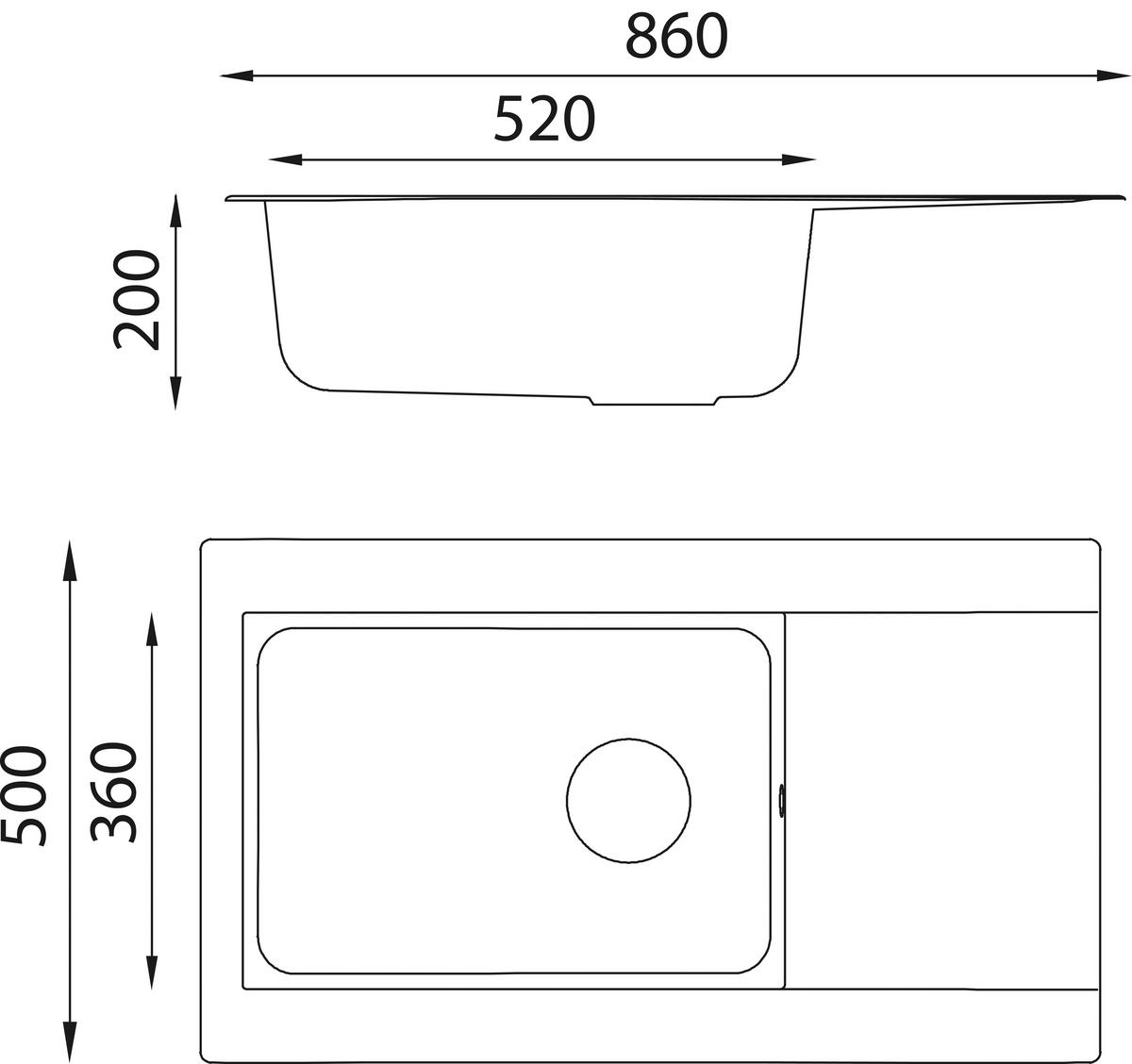 Spüle Respekta Denver Kunststein Bxt: 86x50 cm - Grau, Trend, Glas/Kunststoff (86/20/50cm) - Respekta