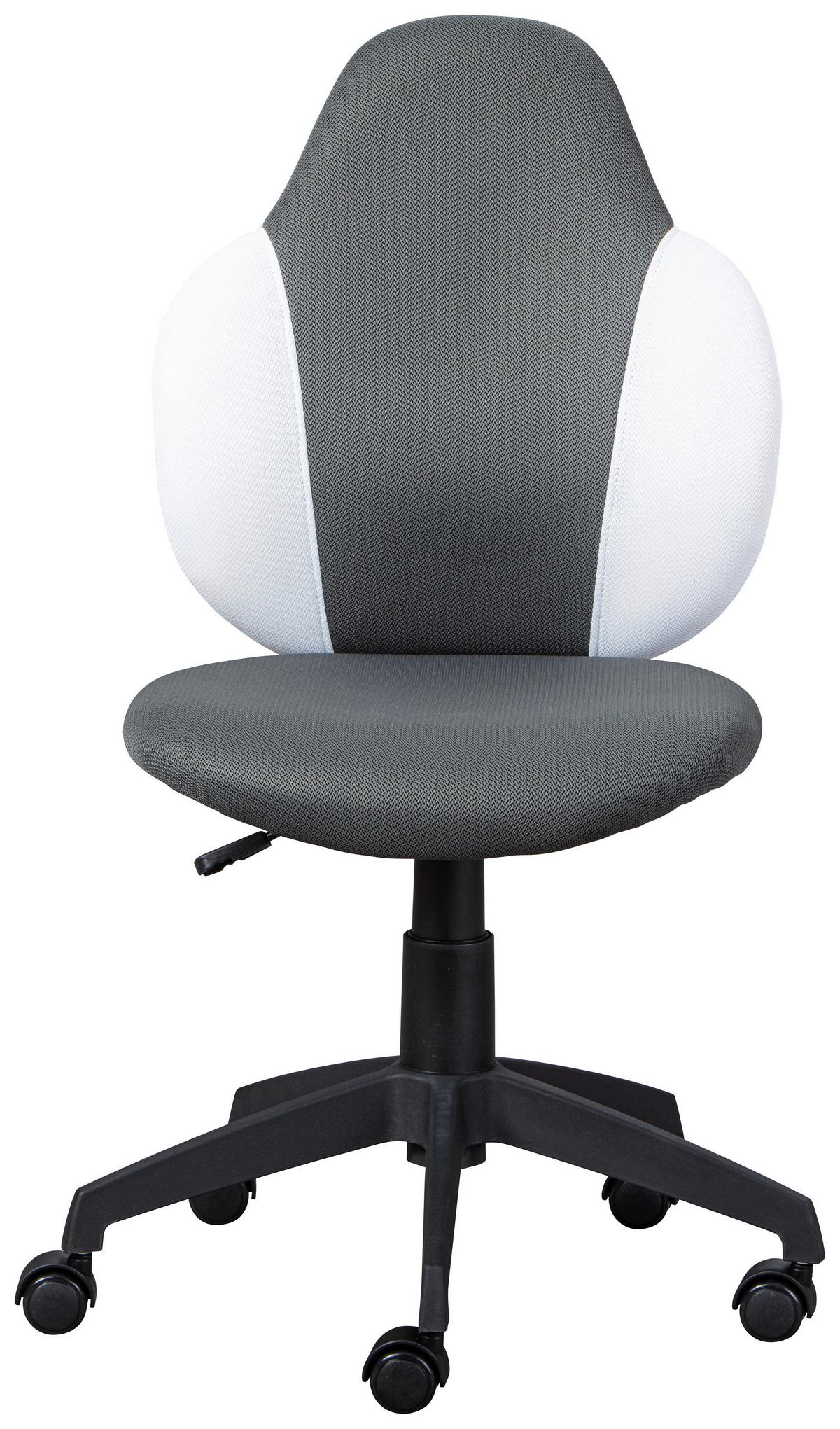 Jugenddrehstuhl Jessi höhenverstellbar Weiß/Grau - Dunkelgrau/Schwarz, Basics, Kunststoff (52/94(103)/56cm) - MID.YOU