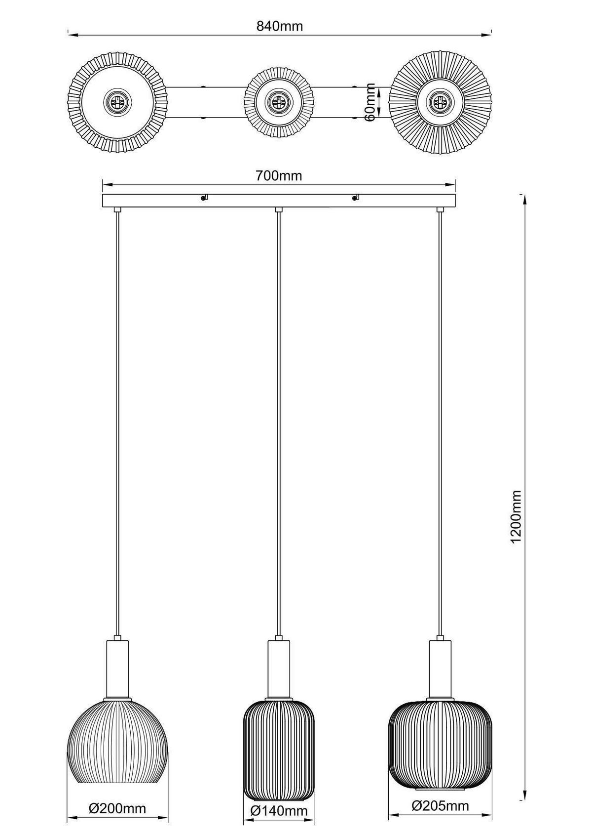 ZÁVESNÉ SVIETIDLO SCHER - čierna/biela, Modern, kov/sklo (84/20.5/120cm) - Mömax
