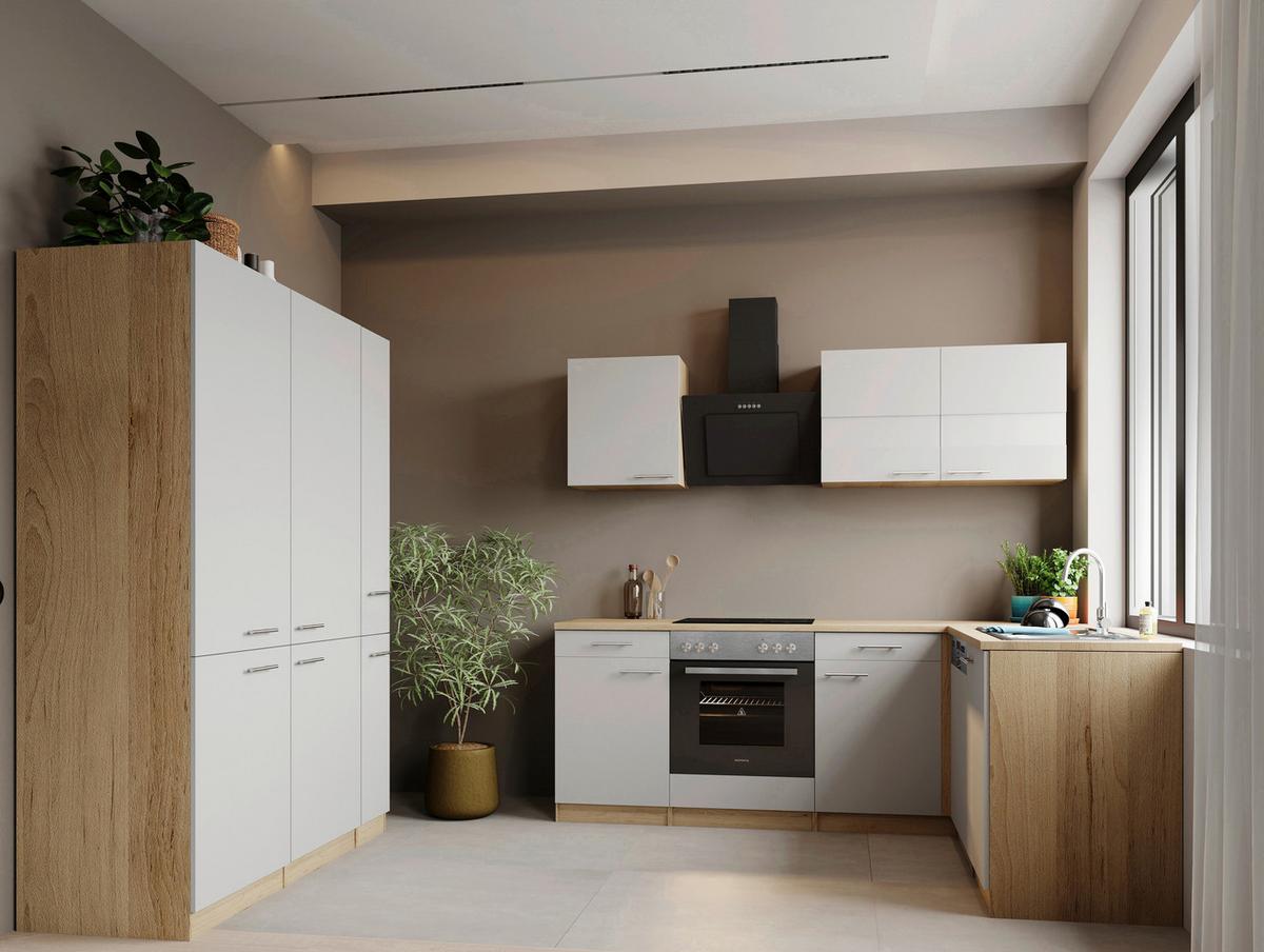 ECKKÜCHE Merle, Weiß S: 370x172 cm - Eichefarben/Weiß, Trend, Holzwerkstoff (370/172cm) - Respekta