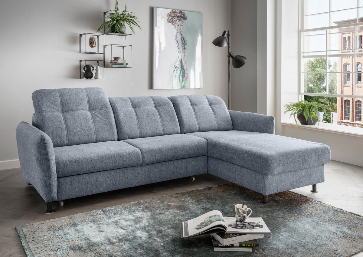 Ecksofa Minori Chenille Hellblau, S: 267x184 Cm - Schwarz/Hellblau, MODERN, Textil (267/184cm) - Livetastic