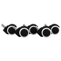 Bürostuhlrollen Ø 5 cm Schwarz/Weiß 5er-Set - Schwarz/Weiß, Basics, Kunststoff (5cm) - MID.YOU