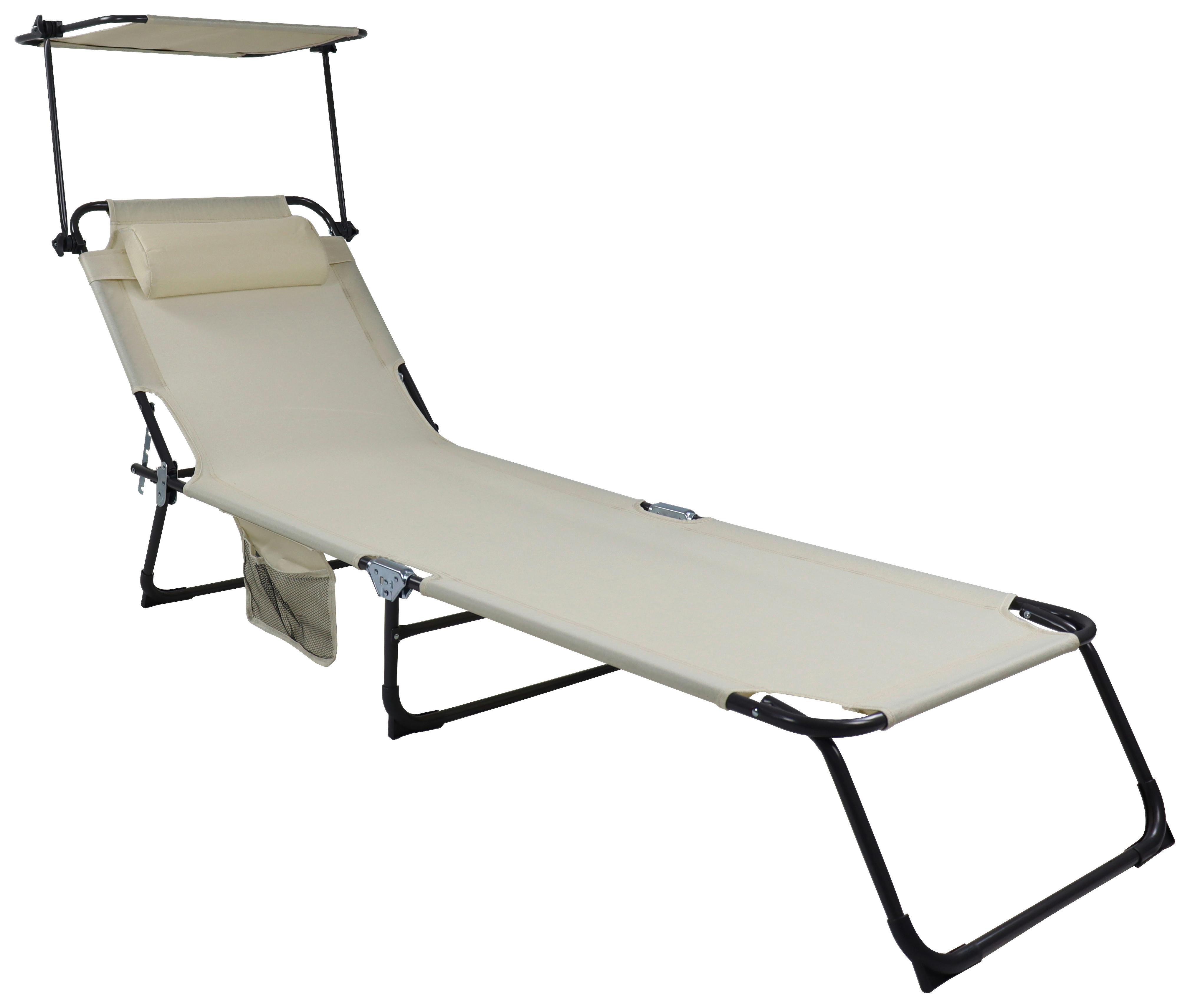 Gartenliege Bindox L Stahl verstellbar - Anthrazit/Creme, MODERN, Kunststoff/Textil (185/55/24cm) - Ambia Garden