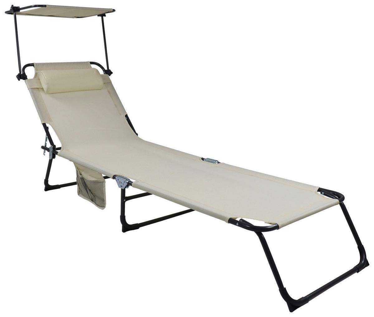 Gartenliege Bindox L Stahl verstellbar - Anthrazit/Creme, MODERN, Kunststoff/Textil (185/55/24cm) - Ambia Garden