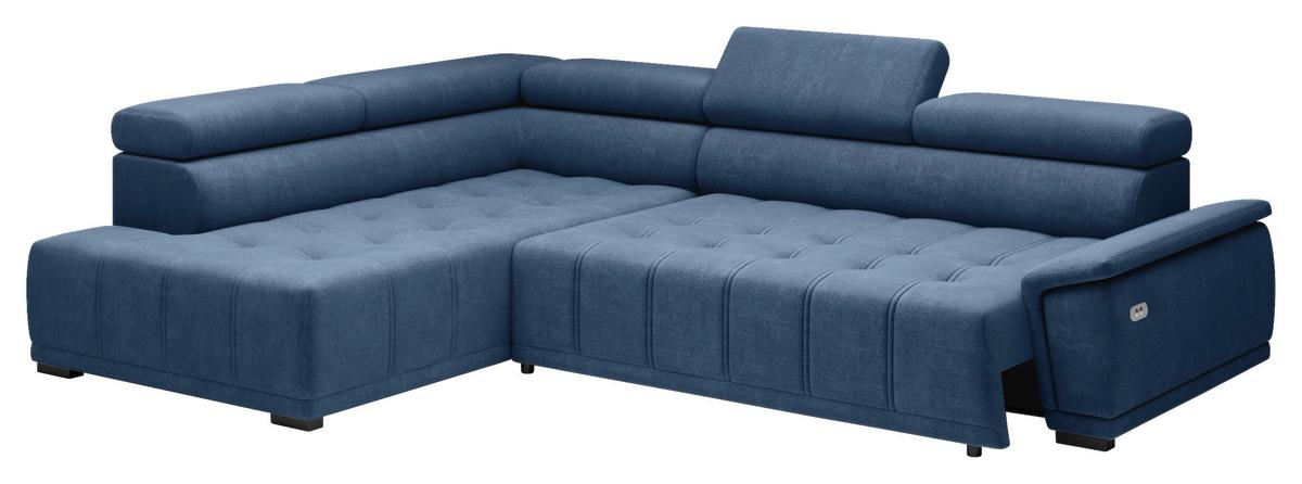 Rohová sedačka GRINALDI, levá, tmavě modrá - černá/tmavě modrá, Moderní, textil/plast (206/283cm) - Premium Living