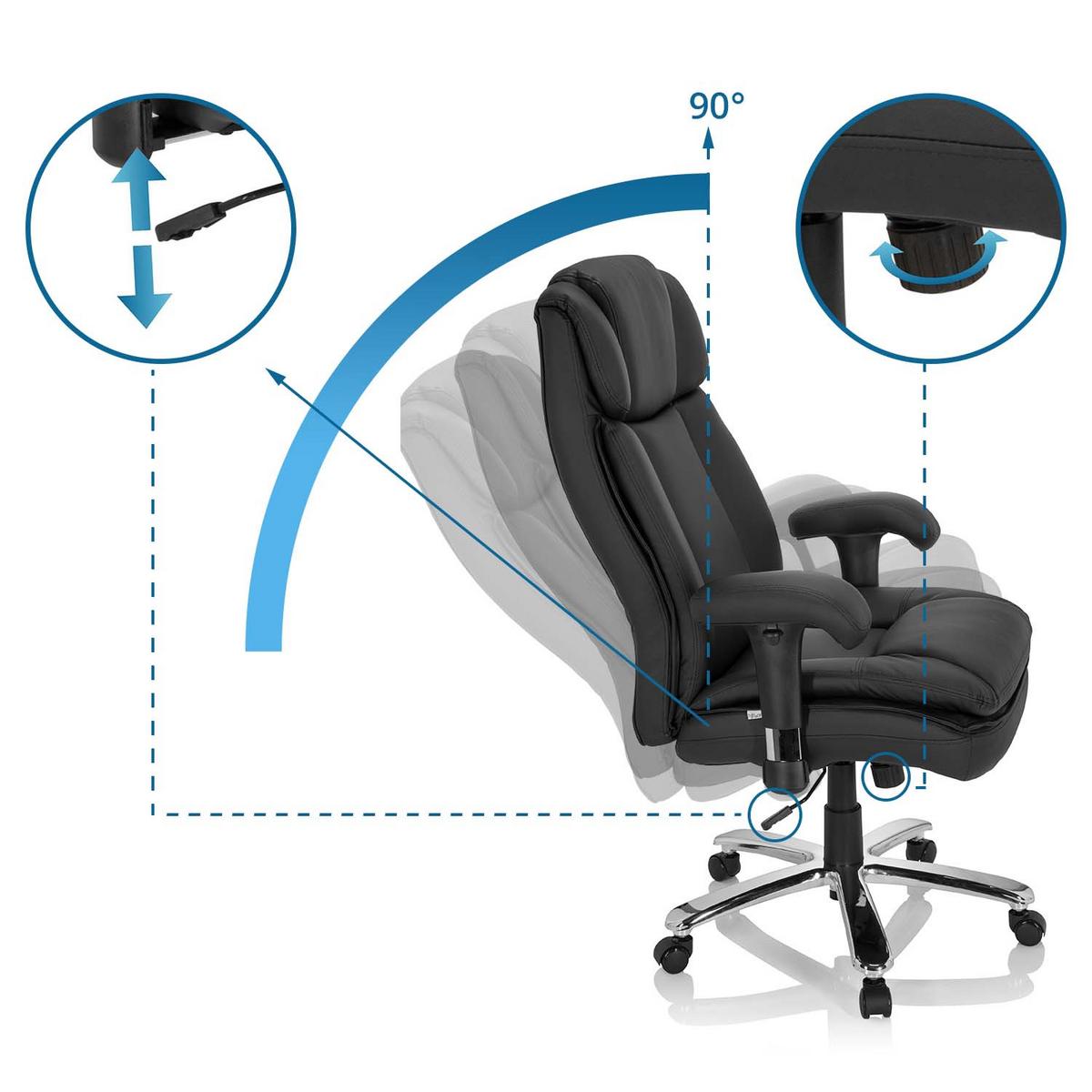 Chefsessel Builder Xxl Armstützen Schwarz 180 Kg - Silberfarben/Schwarz, MODERN, Kunststoff/Textil (77/123/84cm) - MID.YOU